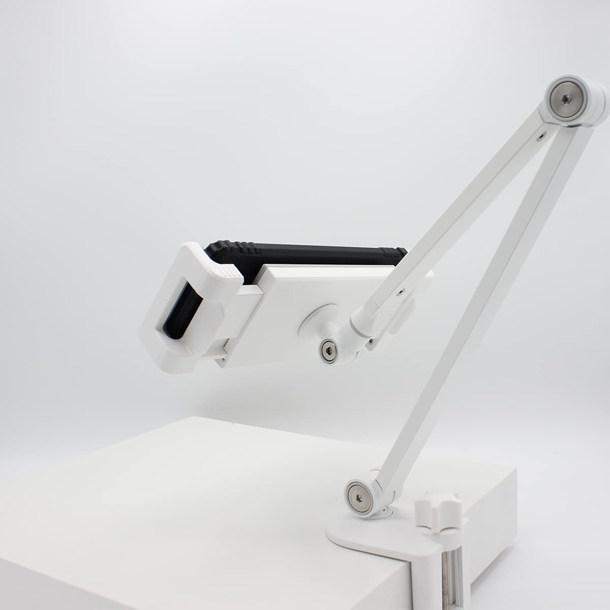 Adjustable 360° Rotating Phone Holder for Bed & Desk - White | Universal Phone & Tablet Stand for Laying Down, Watching Movies, Reading & Working | Compatible with iPhone, iPad & Smartphones