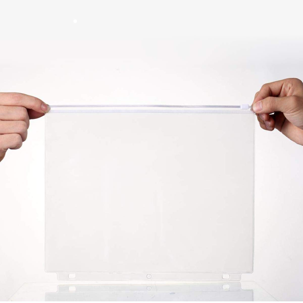 YoeeJob 30-Pack Clear Plastic Zipper Binder Pockets for 3-Ring Binders - Letter Size, 3-Hole Punched, Durable File Organizers for Office, School & Home - Perfect for Documents, Reports, and Homework Organization