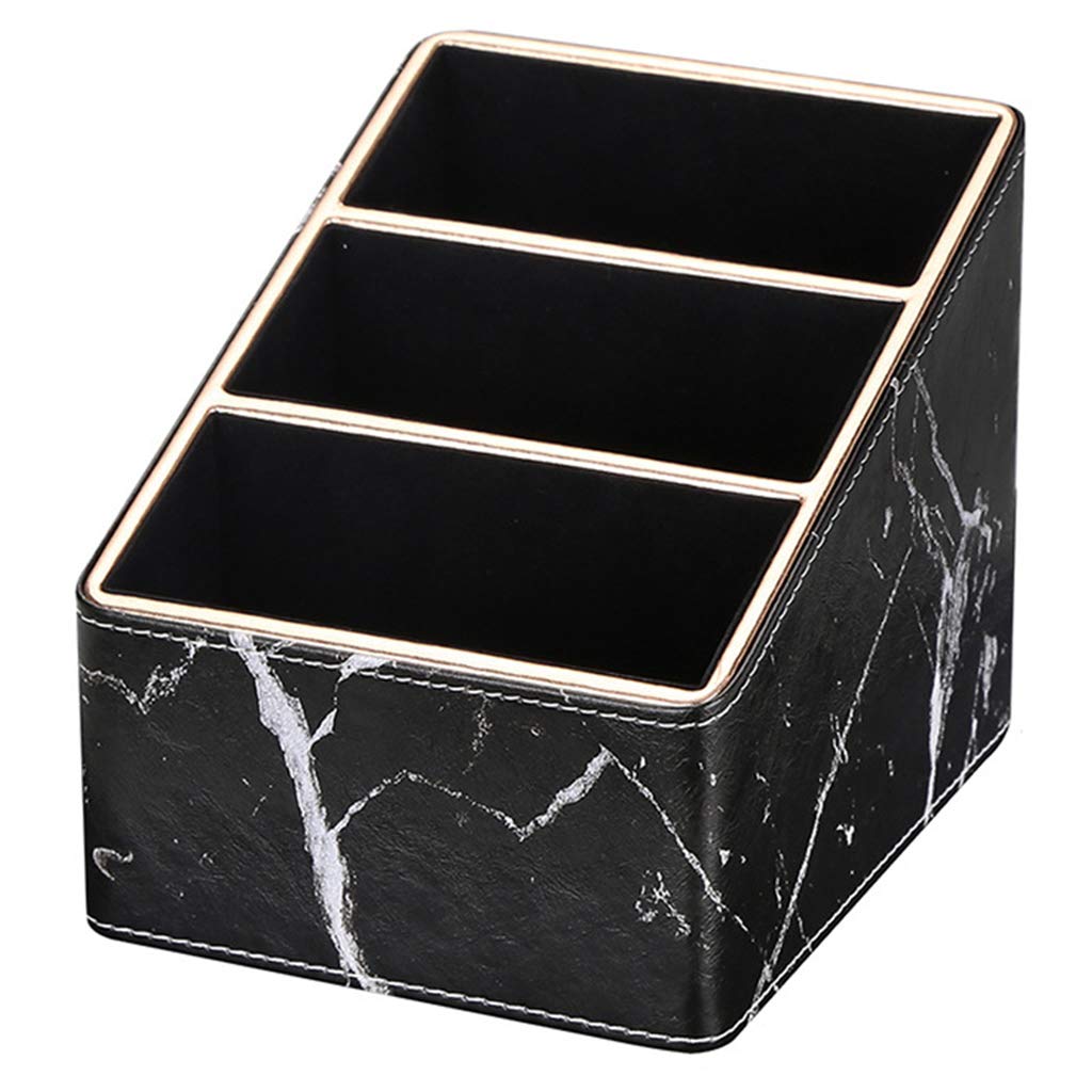 Premium Marble Leather Desk Organizer - Multifunctional Stationery Box, Pencil Holder & Storage Box (Black) - Perfect for Office, Home & School Use
