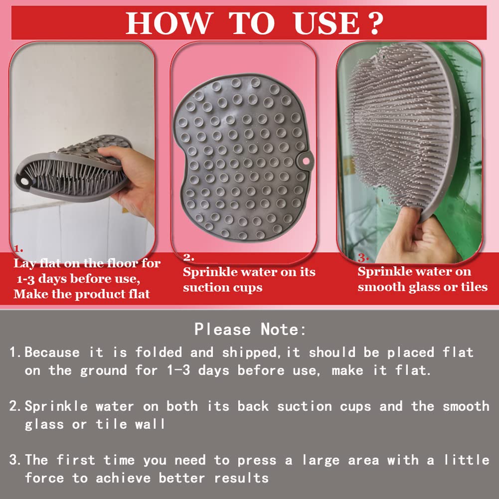 Exfoliating Back Scrubber with Suction Cup - Silicone Bath Brush for Deep Cleansing & Foot Massage - Non-Slip Shower Wall Mounted Scrub Pad (Yellow) - Perfect for Exfoliating Dead Skin & Relaxing Muscles in Bathroom or Shower