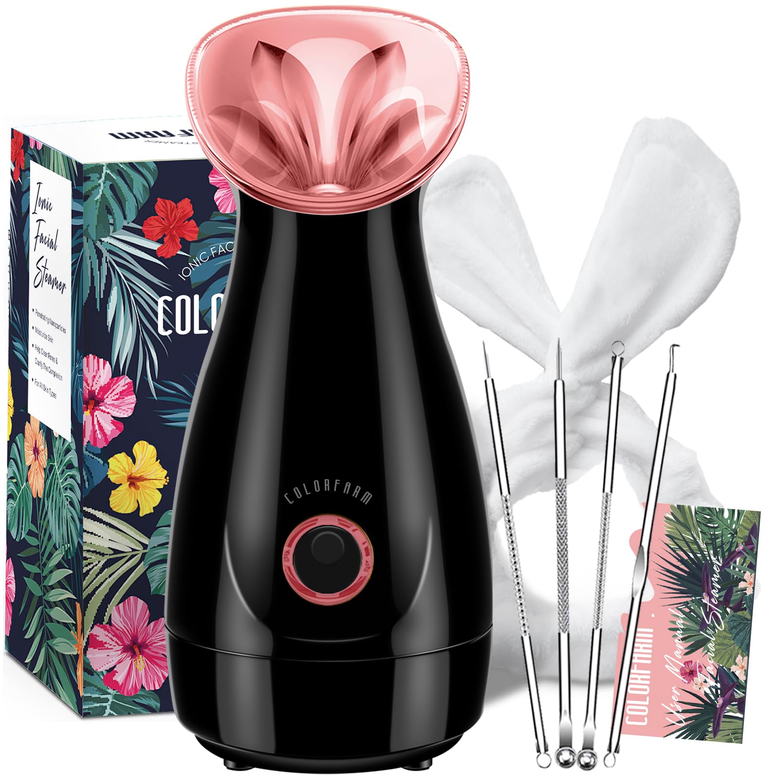 Colorfarm Nano Ionic Facial Steamer - Professional Deep Pore Cleanser with Warm Mist for Women & Men | Home Spa, Sinus Relief & Skin Hydration | Perfect for Acne Treatment, Blackhead Removal & Relaxation