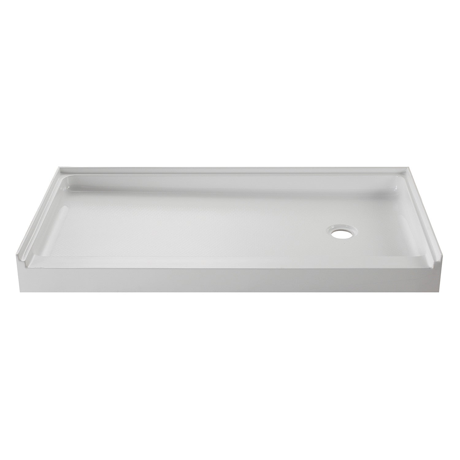 Bonaire VTSB60326R 60x32 Inch Non-Slip Acrylic Shower Pan with Right Drain - White | Bathroom Upgrade for Small Spaces & Modern Homes