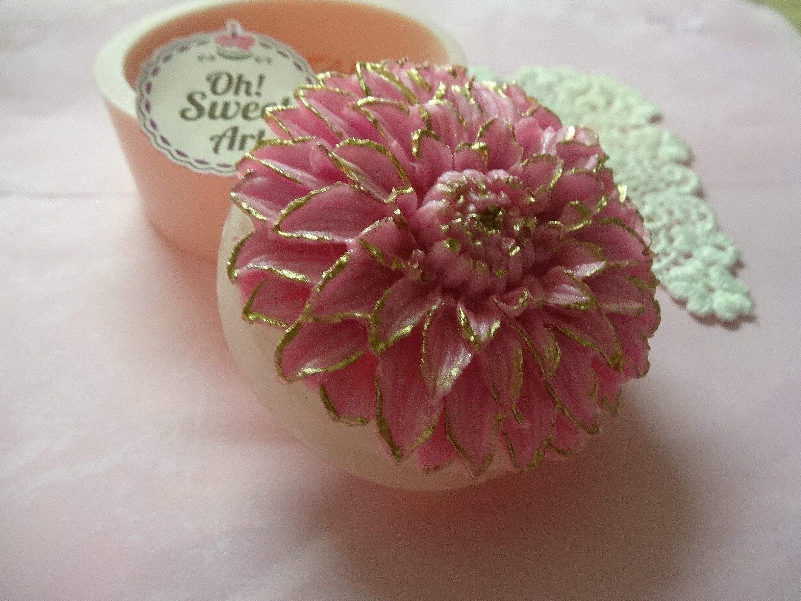 Premium Dahlia Flower Soap Mold - 6 Cavity Silicone Mold for DIY Handmade Soaps, Candles & Resin Crafts (Includes Size Guide) - Perfect for Wedding Favors, Spa Gifts & Home Decor by Oh! Sweet Art