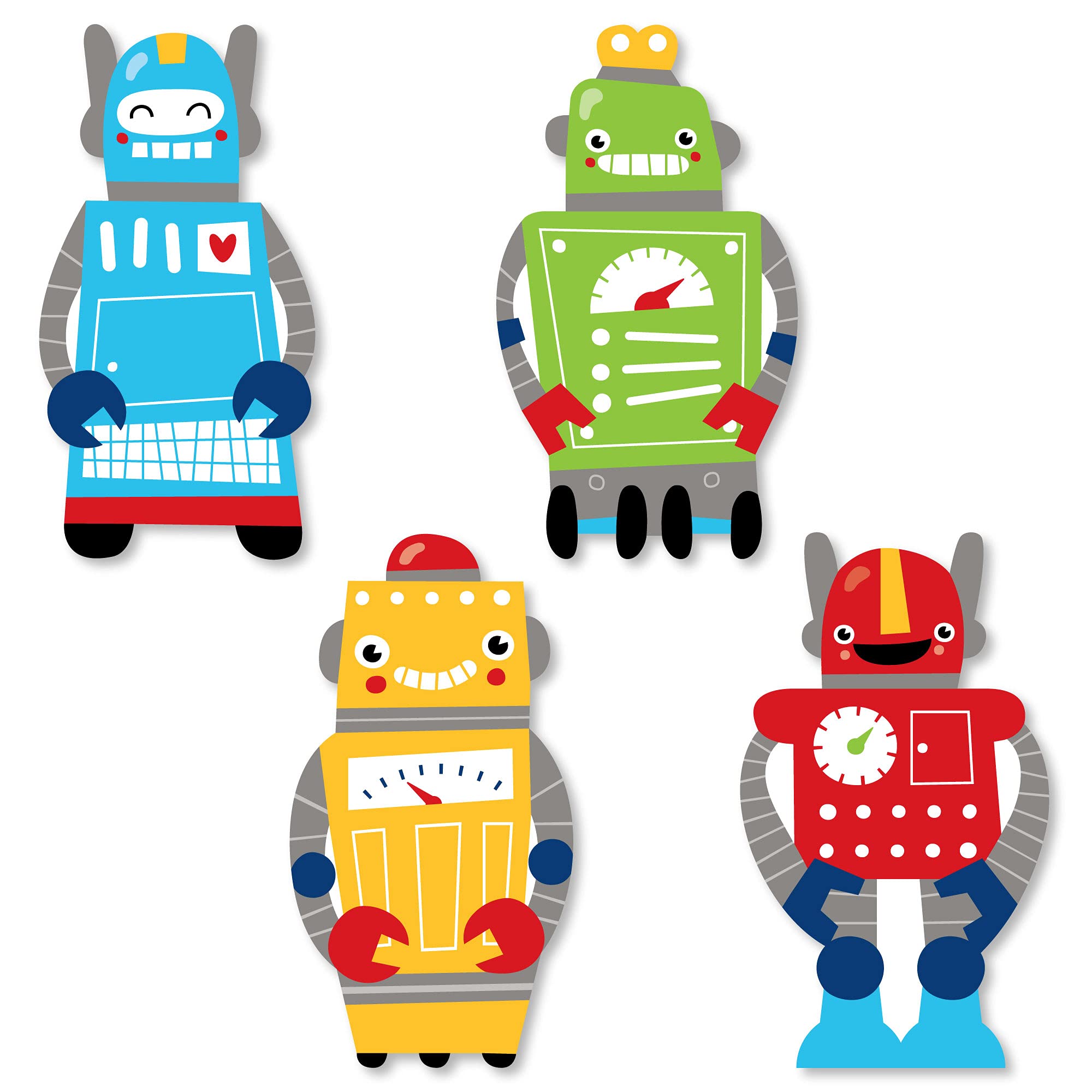 Big Dot of Happiness Gear Up Robots DIY Party Cut-Outs - 24 Count for Birthday Party Decorations, Baby Shower, Classroom Activities & Kids Craft Projects