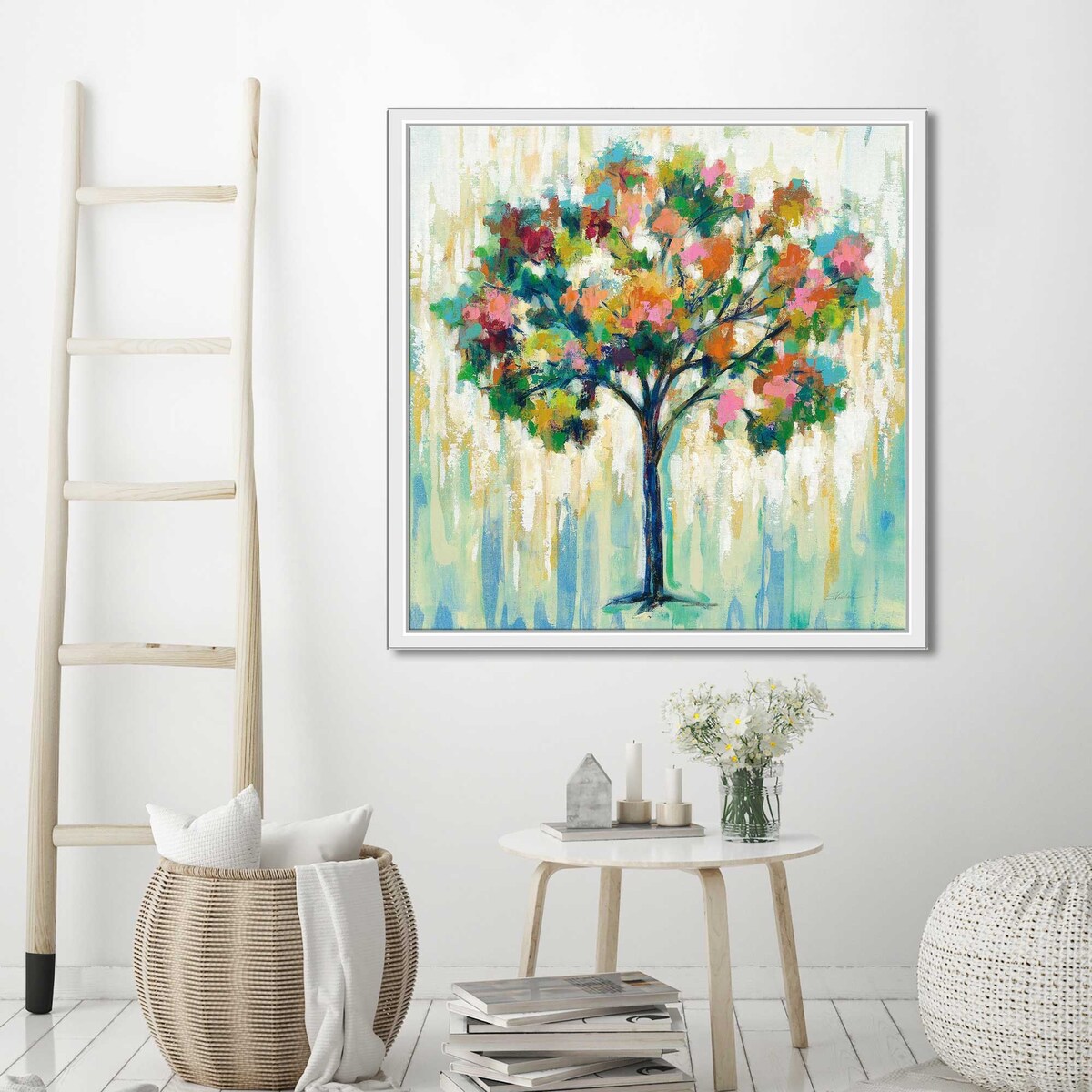 Blooming Tree Art Print on Floating Canvas - Elegant Wall Decor for Living Room, Bedroom & Office