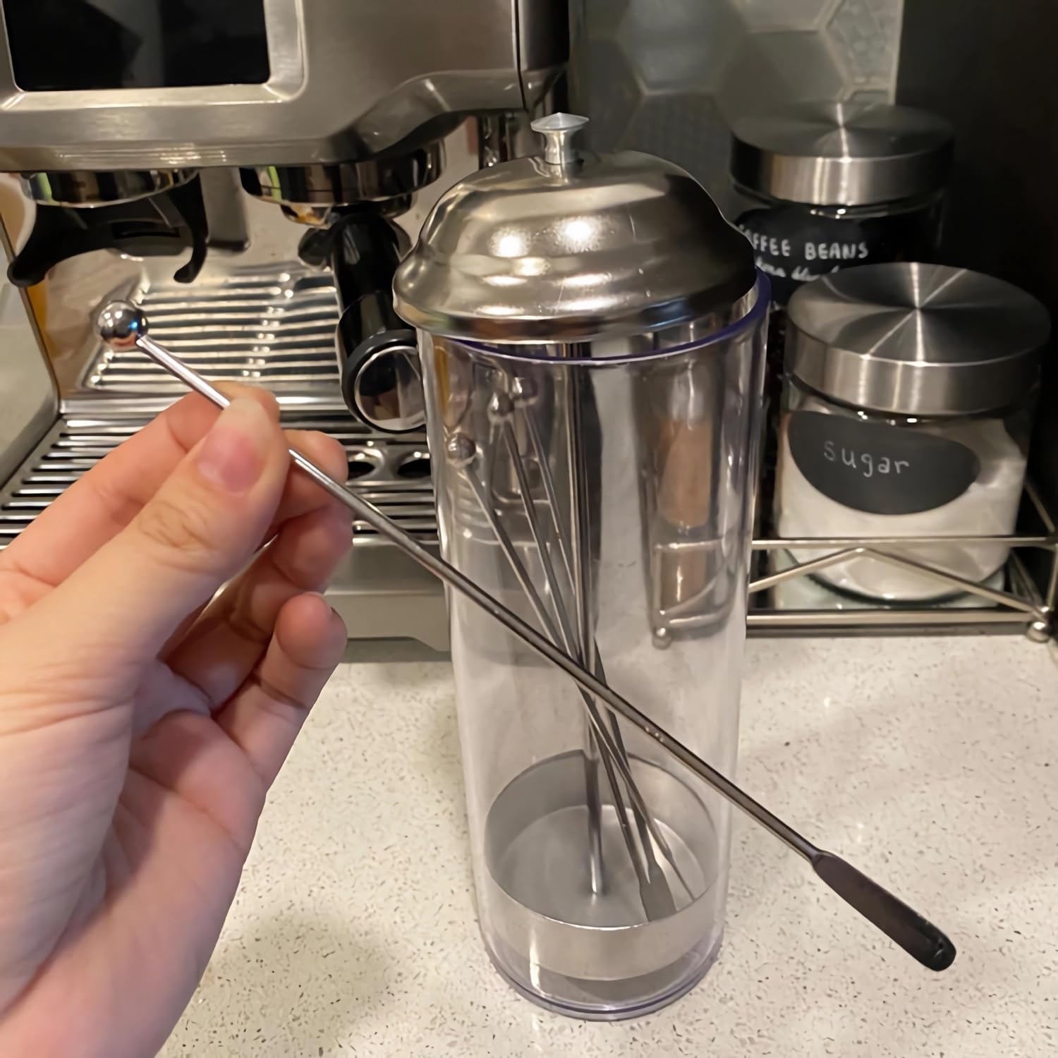 Straw Dispenser for Kitchen - Pop Up Straw Holder with 100 Plastic Straws Included - Perfect for Restaurants, Parties, and Home Use