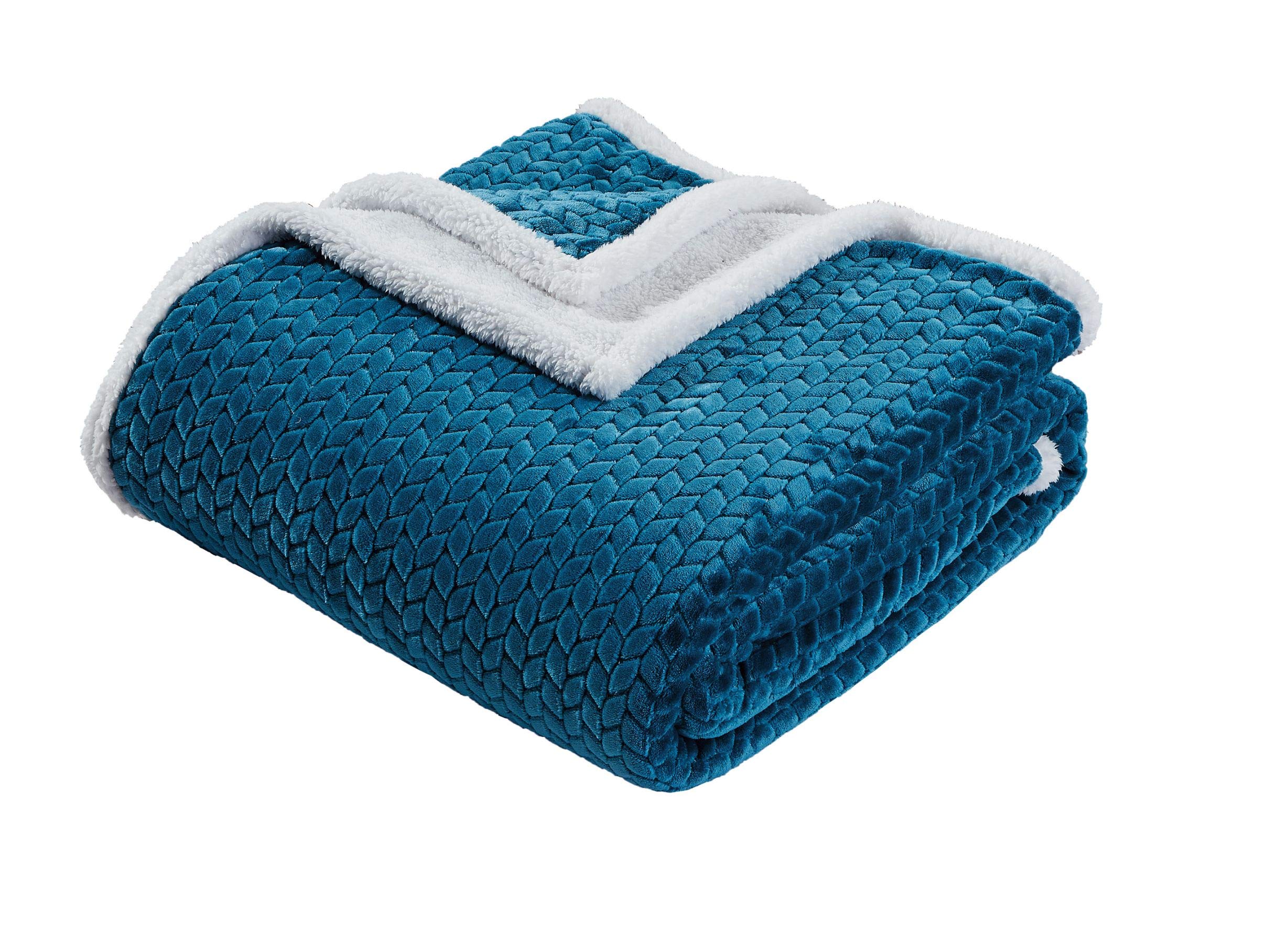 Cozy Braided Sherpa Blanket for Couch & Bed - Ultra Soft Warm Throw Blanket for Winter, Living Room, Bedroom, and Travel - Home Essentials Fleece Blanket