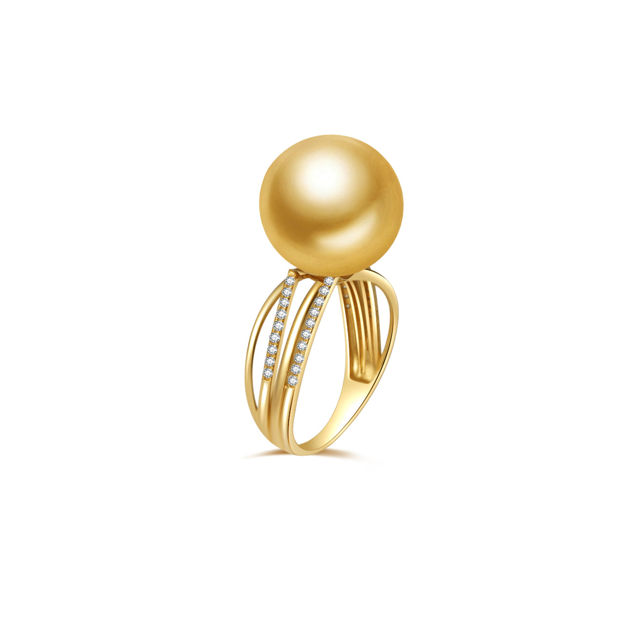 18K Solid Gold South Sea Golden Pearl Ring KR00090 - Elegant Jewelry for Women, Perfect for Weddings, Anniversaries & Special Occasions