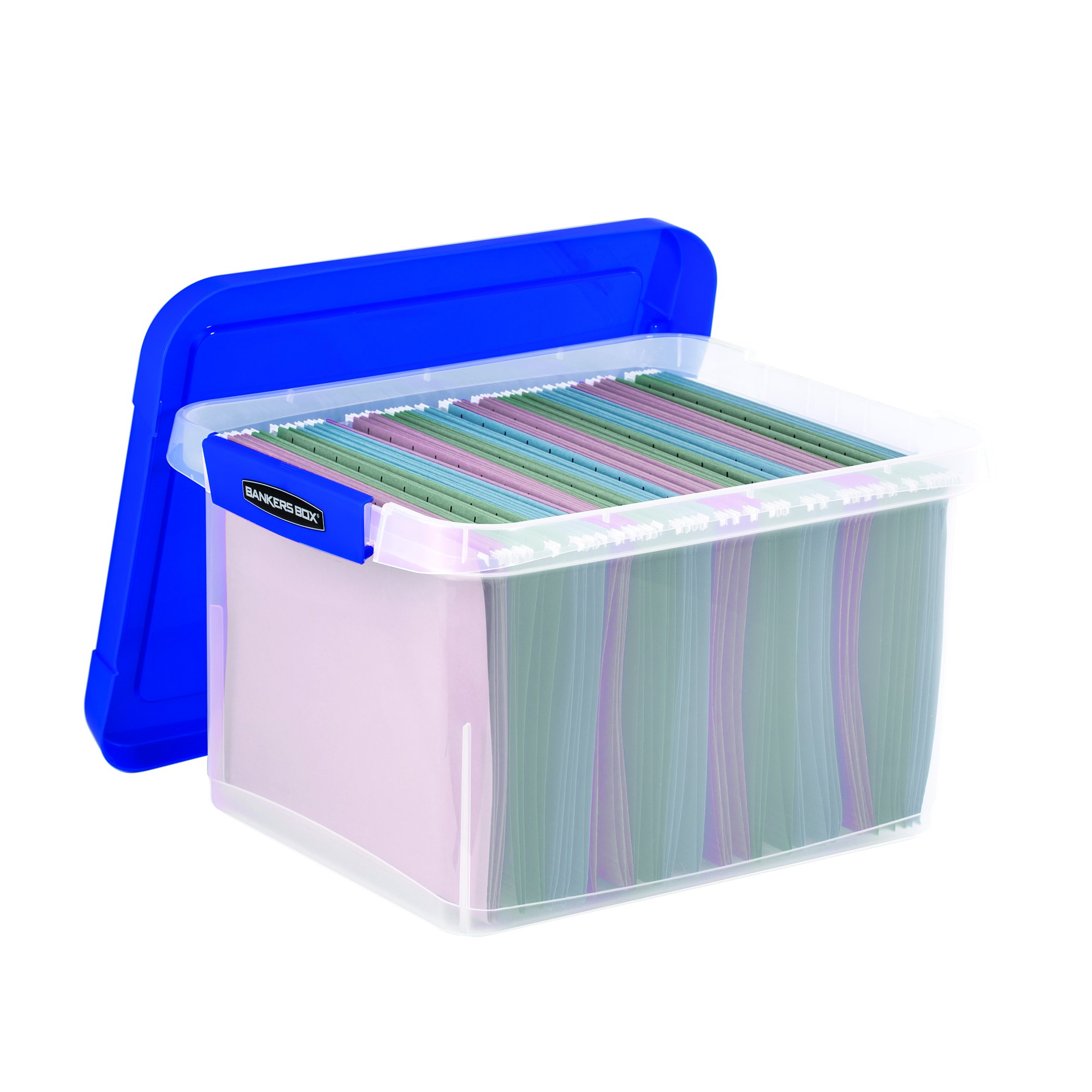 Heavy Duty Plastic File Box with Hanging Rails - Letter/Legal Size Storage Organizer - 1 Pack (0086205) - Perfect for Office Document Filing, Home Organization & School Supplies