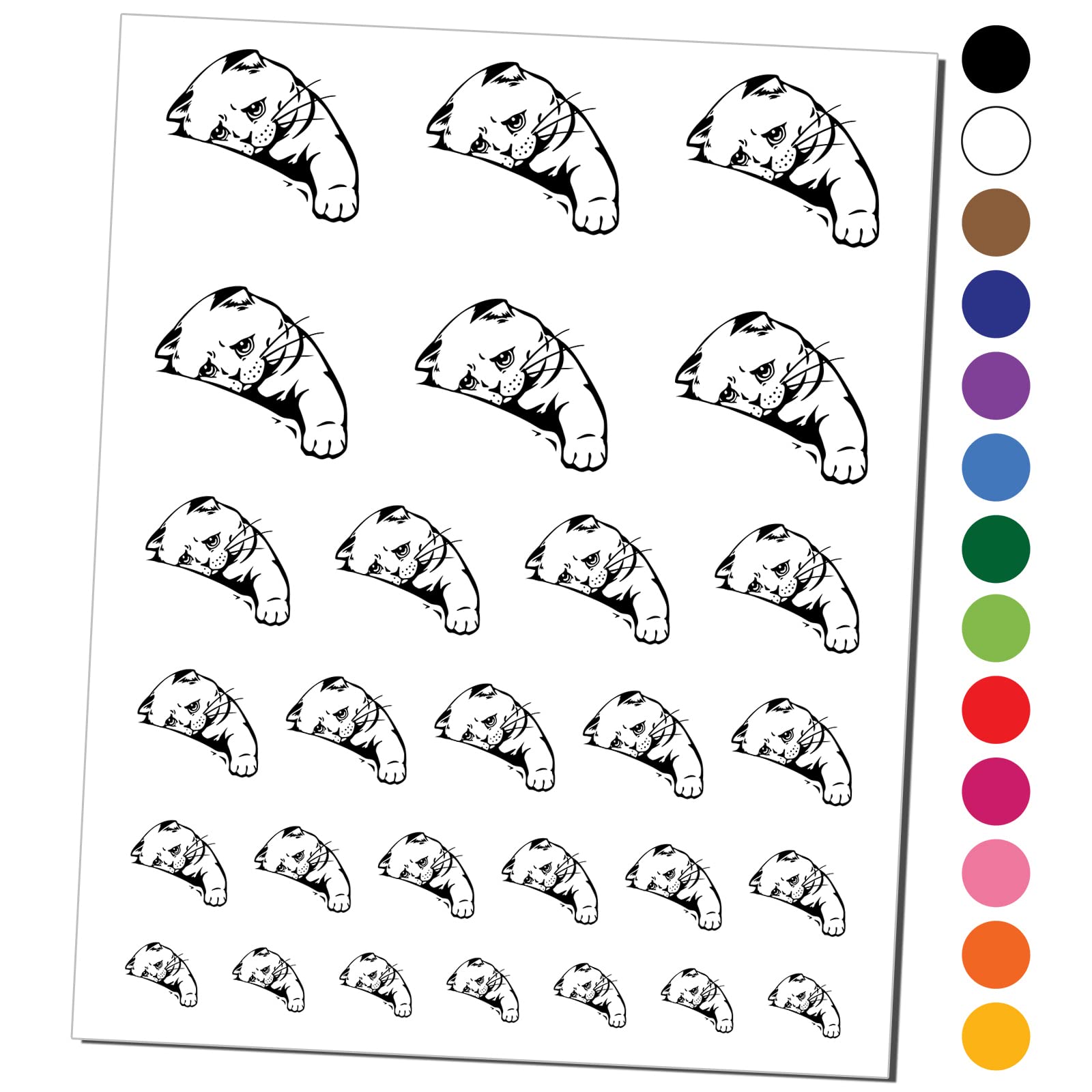 Sad Cat Kitten Temporary Tattoos - Waterproof Fake Body Art Set (Black, 1 Sheet) | Cute Pet Lover Accessories for Parties, Halloween & Everyday Fun