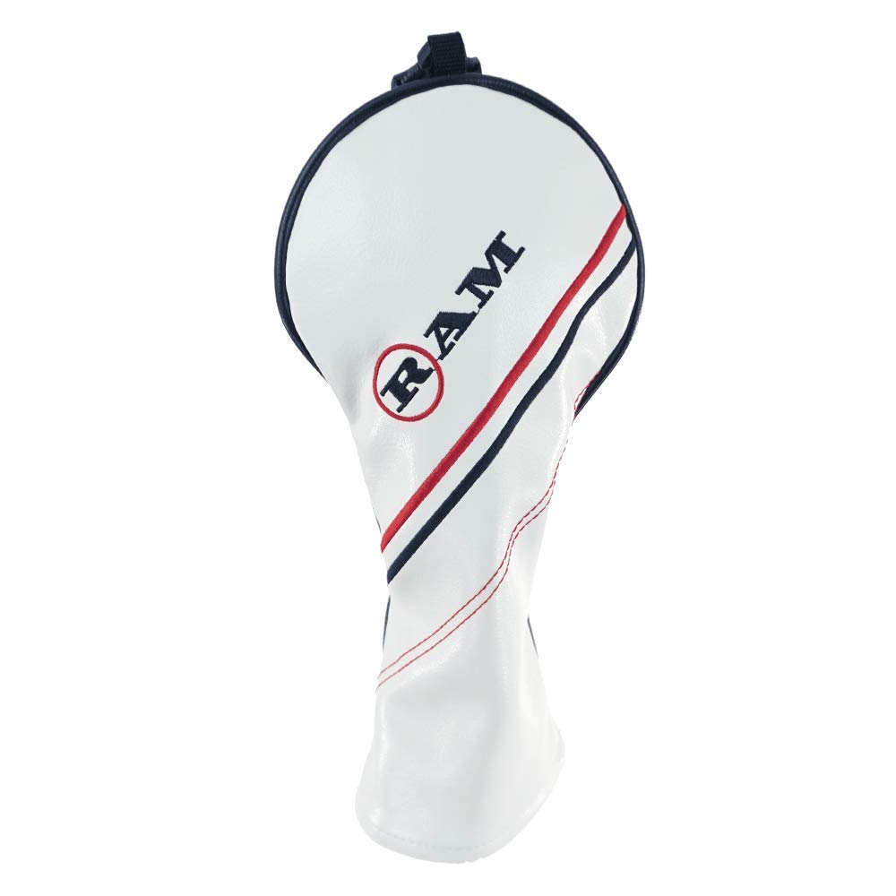 Ram Golf FX PU Leather Headcovers - Premium White Golf Club Protectors for Drivers, Woods & Hybrids | Perfect for Golf Course & Driving Range
