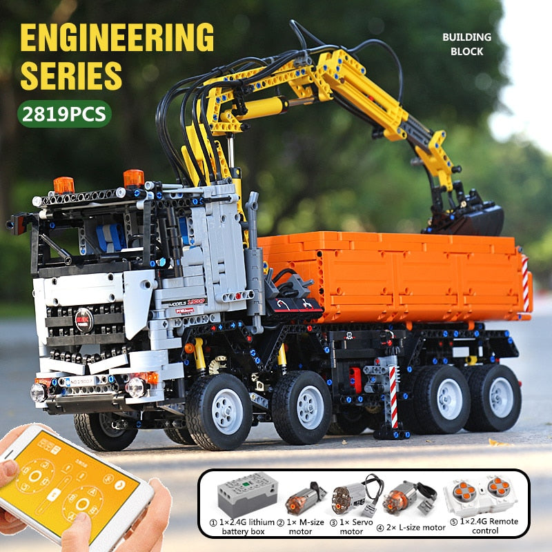 MOULD KING 19007 Mercedes Benz Arocs 3245 Building Blocks Set - 1:14 Scale Model Truck Kit for Adults & Kids - Perfect for Collectors, DIY Enthusiasts & Gift Giving - Office Display, Birthday Present, STEM Education Toy