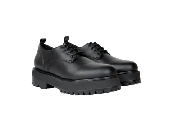 Farah Unisex Vegan Leather Chunky Derby Shoes for Men & Women | Black | Comfortable & Stylish for Casual Wear, Office & Outdoor Activities