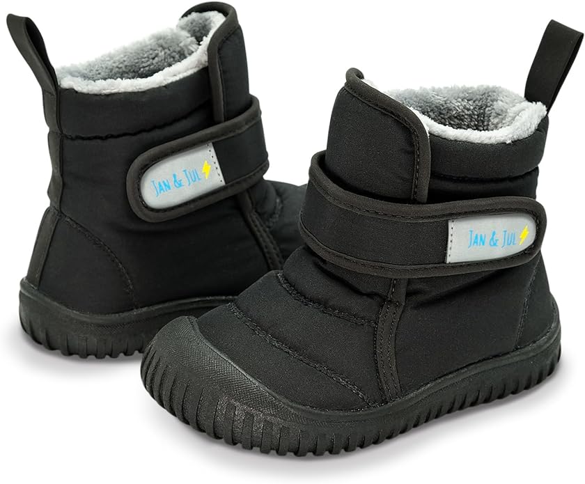 Jan & Jul Black Toasty Dry Booties - Waterproof Winter Boots for Kids - Perfect for Snow Play, Rainy Days & Cold Weather Outdoor Activities