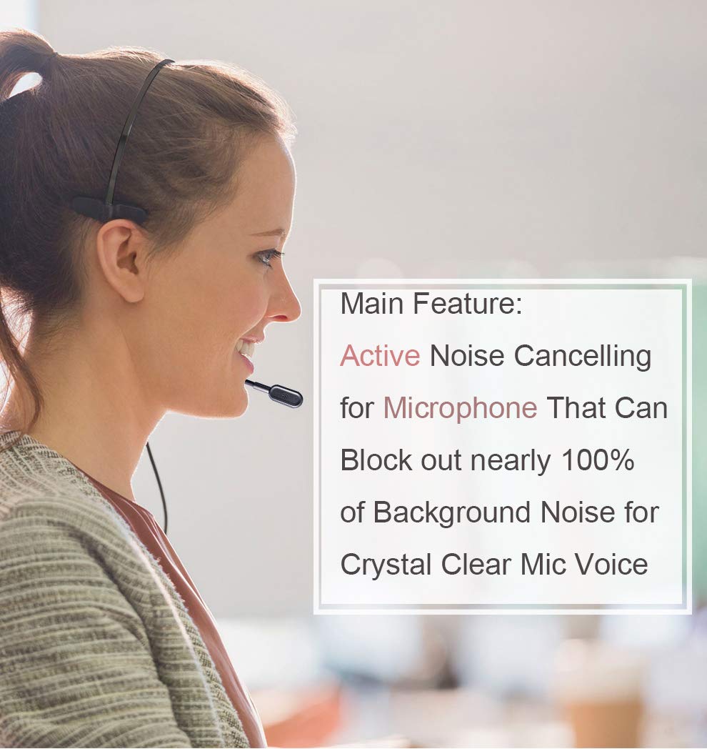 Noise Cancelling USB Headset with Mic Mute - Stereo Computer Headphones for Office/Call Center - Compatible with PC, Microsoft Teams, Skype - Clear Voice for Voice Recognition & Conference Calls - Perfect for Remote Work, Online Meetings & Customer Service