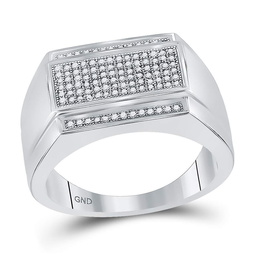 Sonia Jewels 925 Sterling Silver Round Diamond Men's Wedding Band Ring - Micro Pave Setting (1/3 cttw) - Perfect for Engagement, Anniversary & Special Occasions