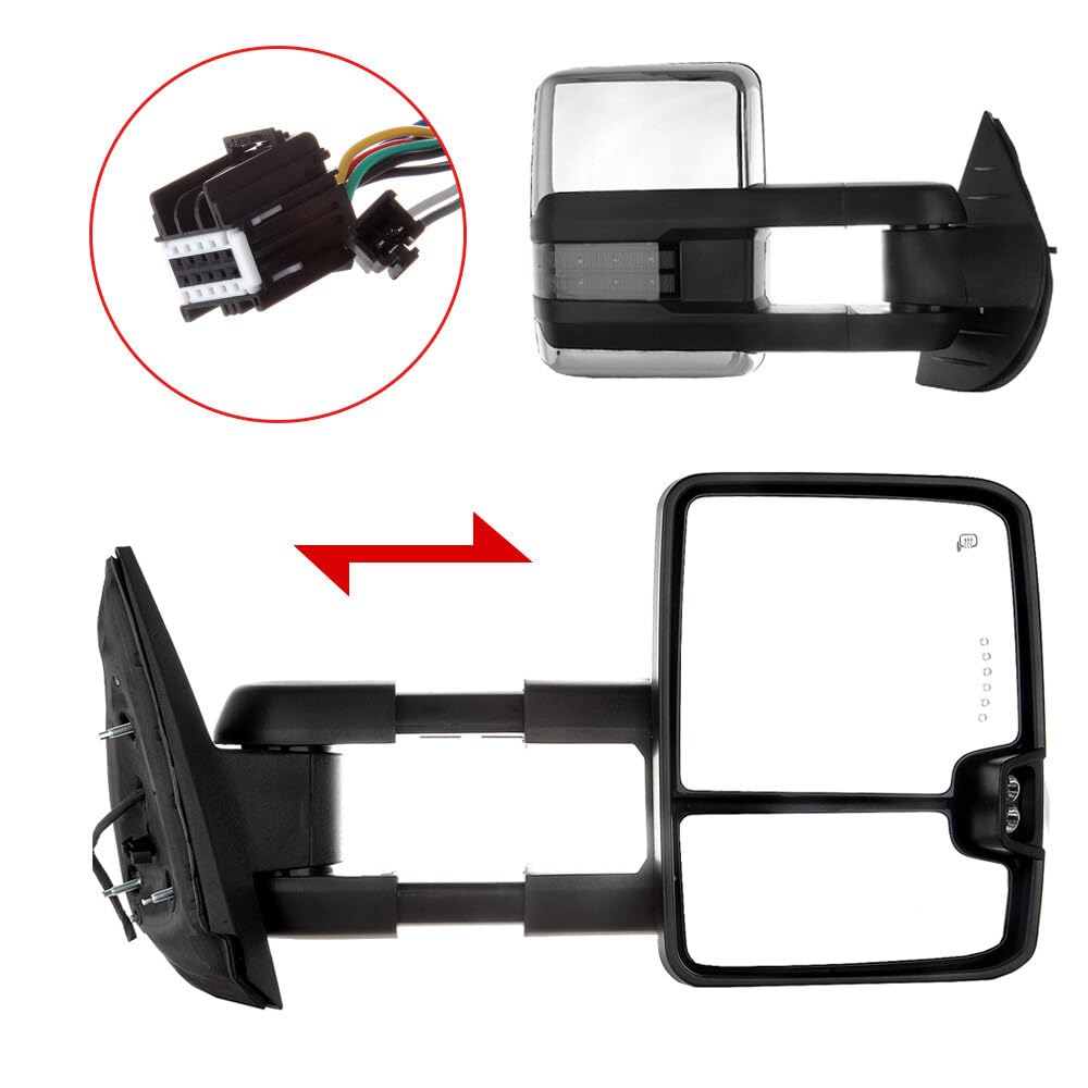 ECCPP Chrome Heated Power Side Mirrors with Clearance Signal for 2007-2014 Chevy Silverado & GMC Sierra - Towing & Winter Driving Upgrade