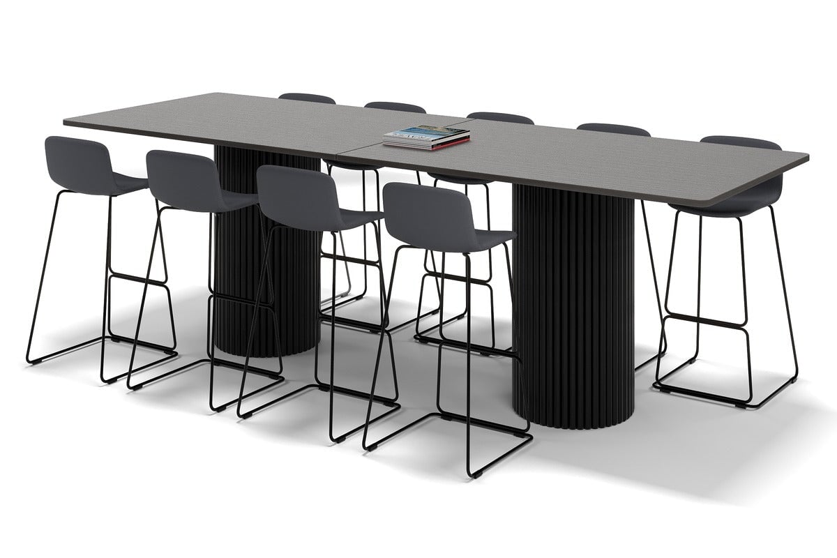 Baobab Circular Base Rectangle Counter Table with Rounded Corners - 3200L x 1100W - Perfect for Kitchen Islands, Dining Areas & Modern Office Spaces