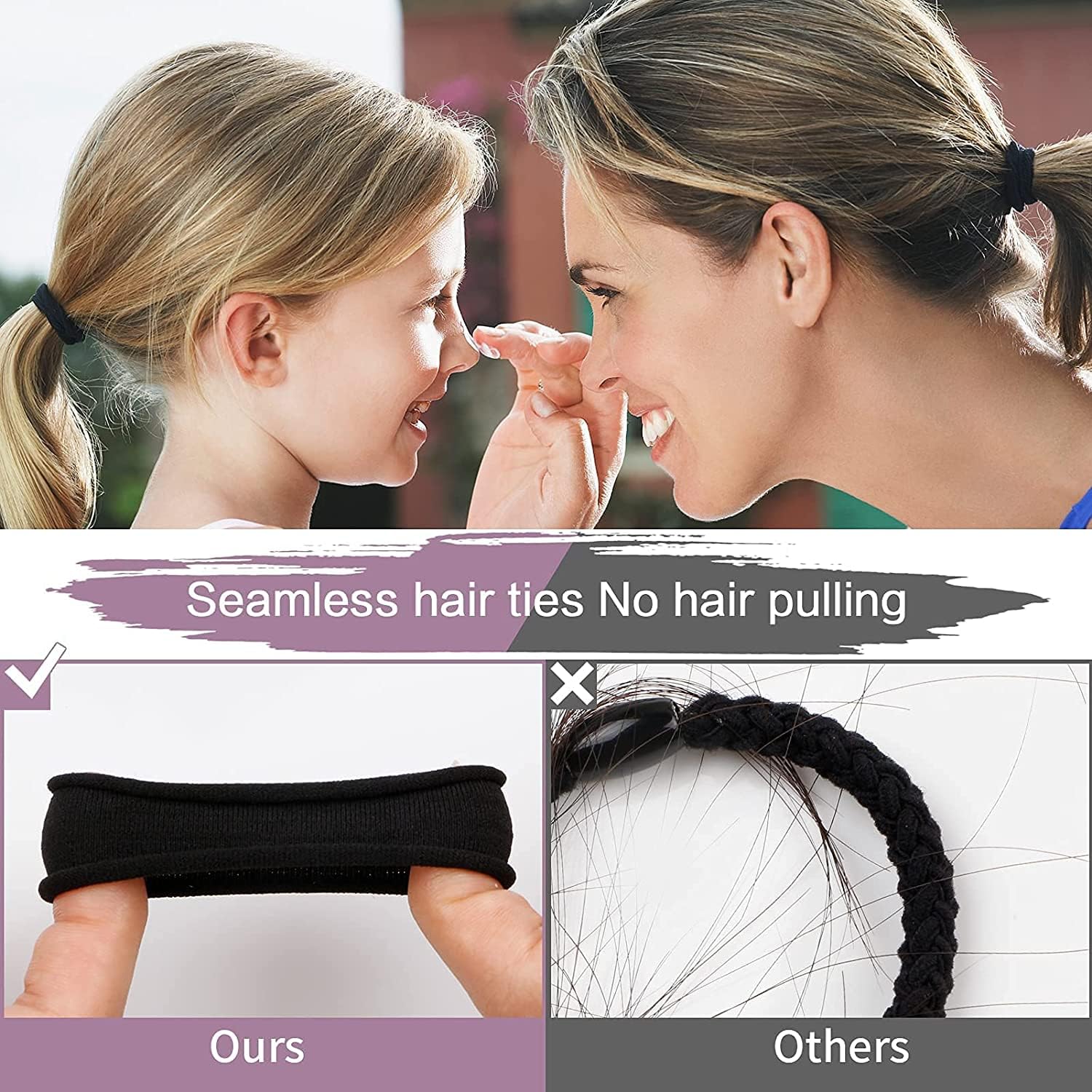 Starvis Thick Seamless Cotton Hair Ties - No Damage Hair Elastics for Women & Girls (30pcs, Black) | Soft Ponytail Holders for Workout, Yoga, Office & Everyday Use