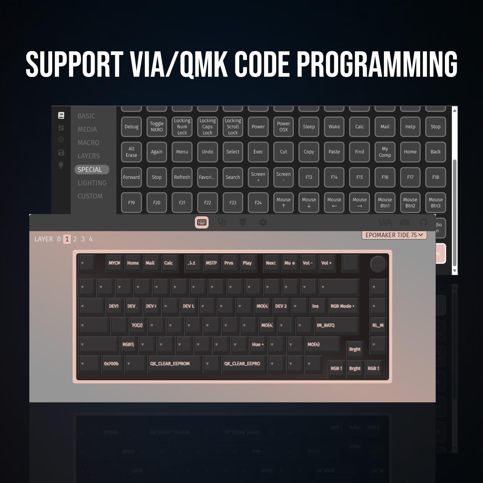 EPOMAKER Tide75 Wireless Mechanical Keyboard - 75% Aluminum Body, QMK/VIA Programmable, Hot-Swap Switches, FR4 Plate, Bluetooth/2.4Ghz/USB-C Connectivity, RGB Backlit, NKRO (Black) - Perfect for Gaming, Coding & Office Work
