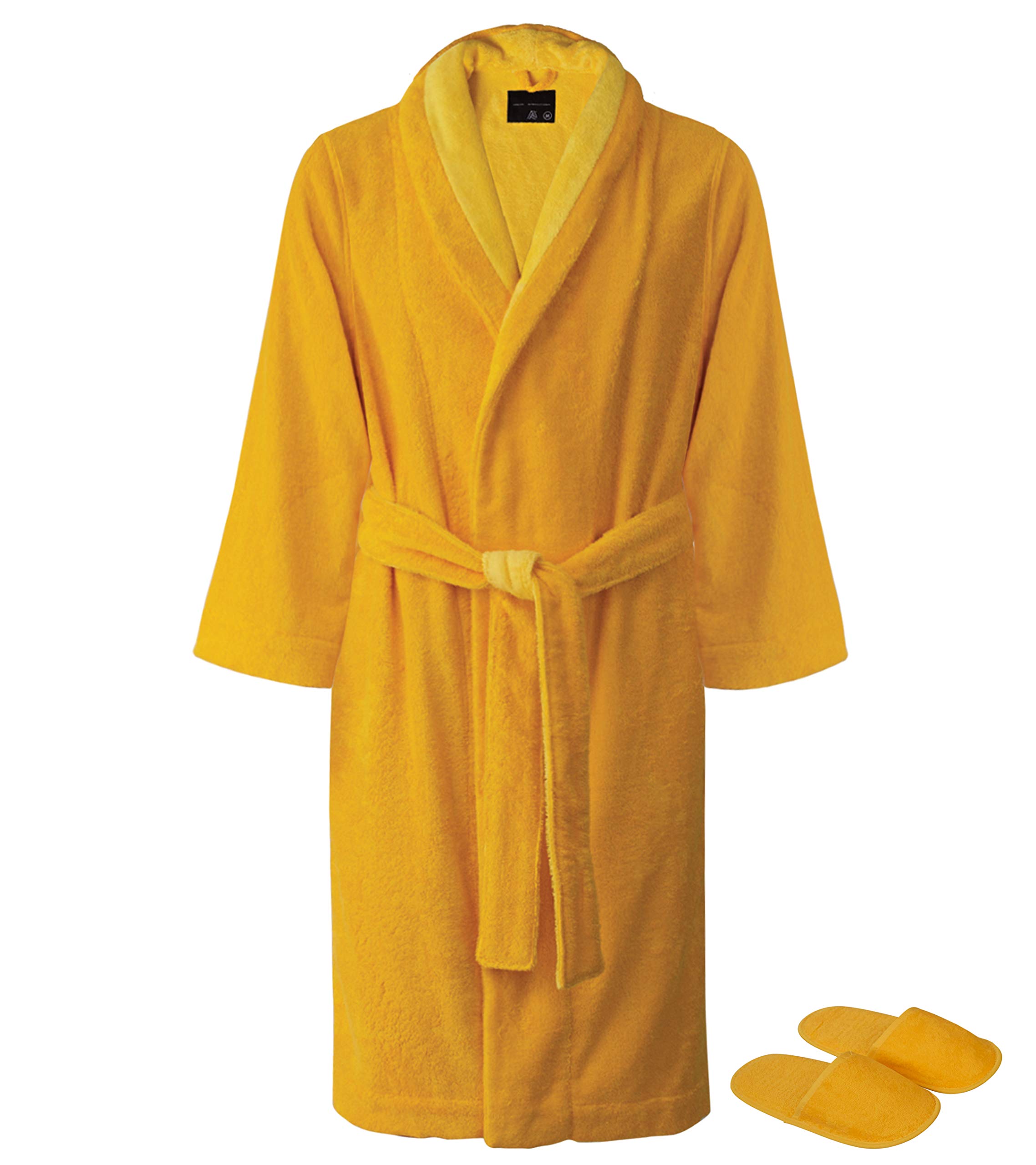 Armani International Faccia dei Colori Shawl Terry Robes with Slippers - European Crafted Luxury Bathrobe Set for Spa, Hotel & Home Relaxation