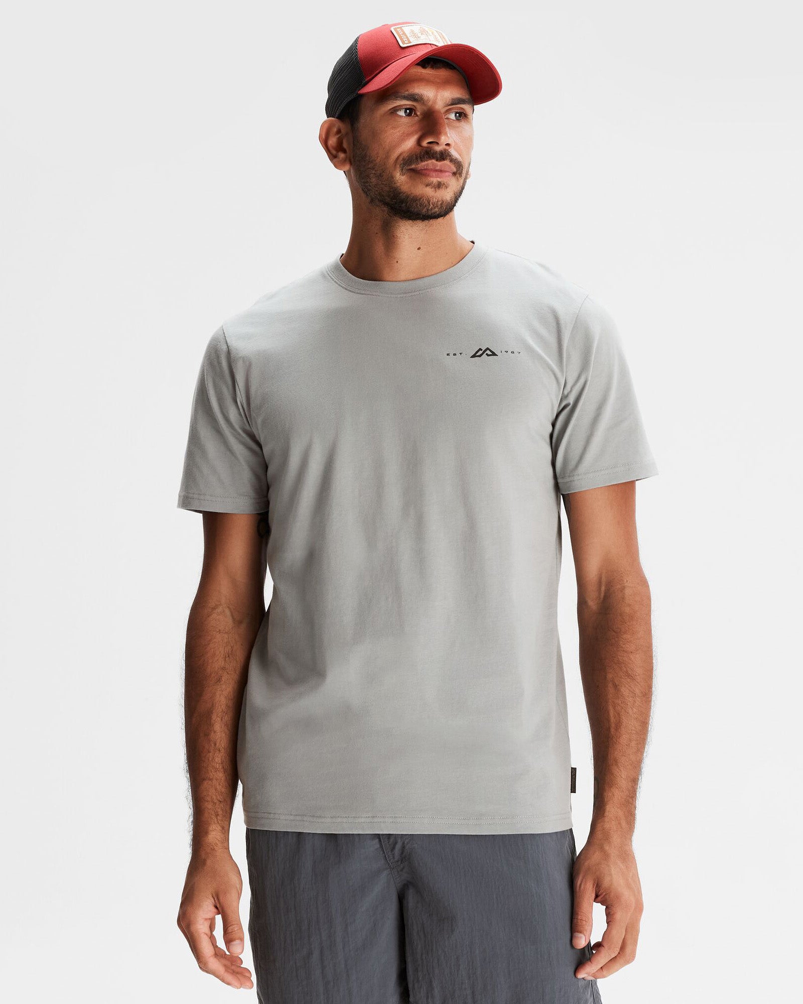 Men's Mountain Rays Organic Cotton T-Shirt - Light Moon - Soft & Breathable for Hiking, Camping & Outdoor Adventures