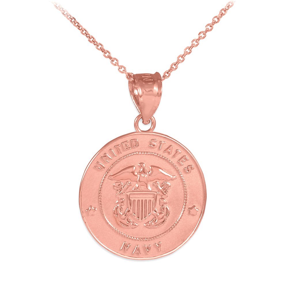 10K Rose Gold US Army Military Coin Pendant Necklace - Medal-Style Charm for Men & Women, Perfect for Veterans Day Gifts & Patriotic Jewelry Collection