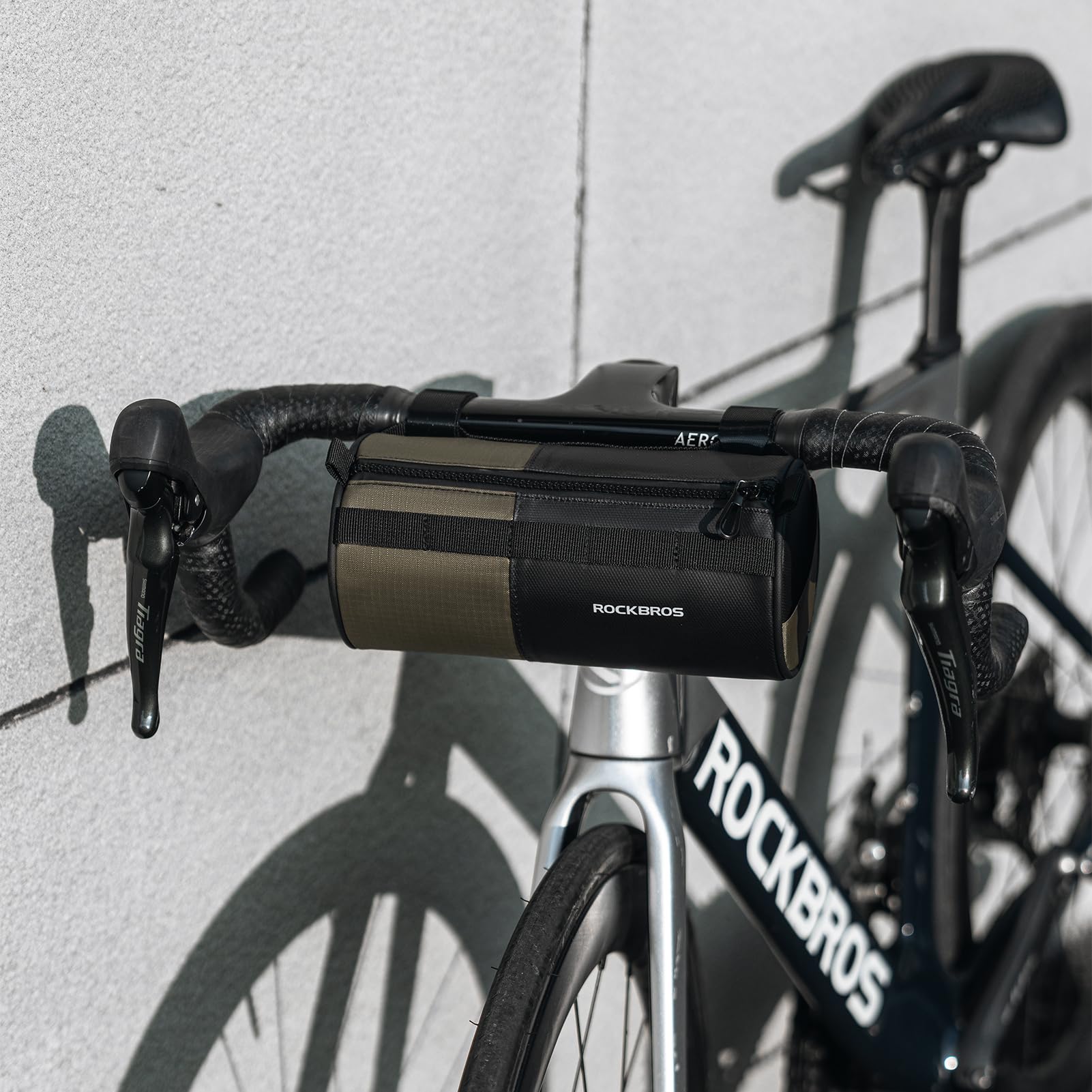 ROCKBROS Bike Handlebar Bag - Waterproof Bicycle Front Storage Bag with Adjustable Shoulder Strap for Road, Mountain & Gravel Biking - Perfect for Commuting, Touring & Outdoor Adventures