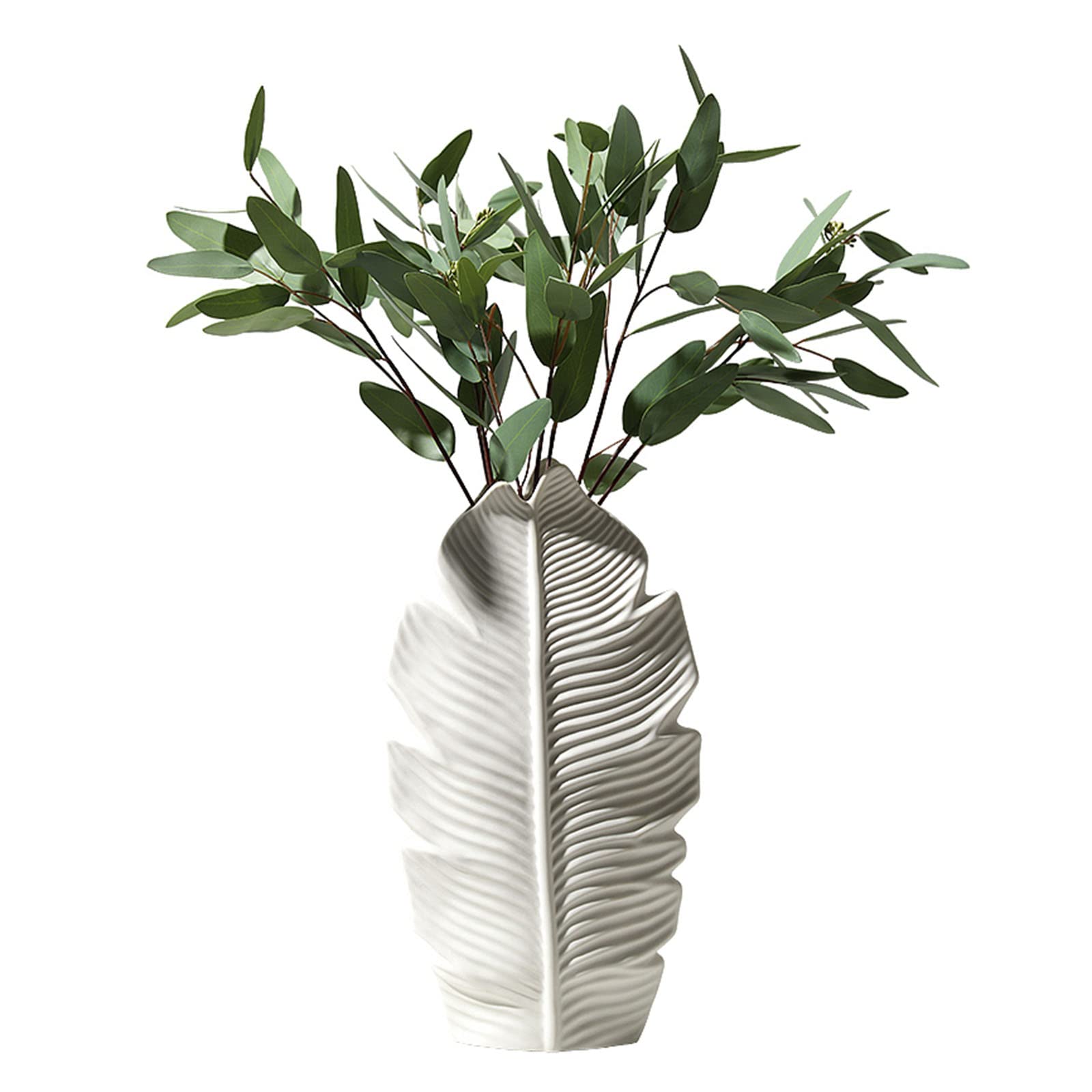 Handmade Ceramic Leaf Shape Vase - Elegant Flower Vase for Home Decor, Dried Flower Arrangement, Perfect for Living Room, Bedroom & Office - Ideal for Wedding Centerpieces, Housewarming Gifts & Boho Home Styling