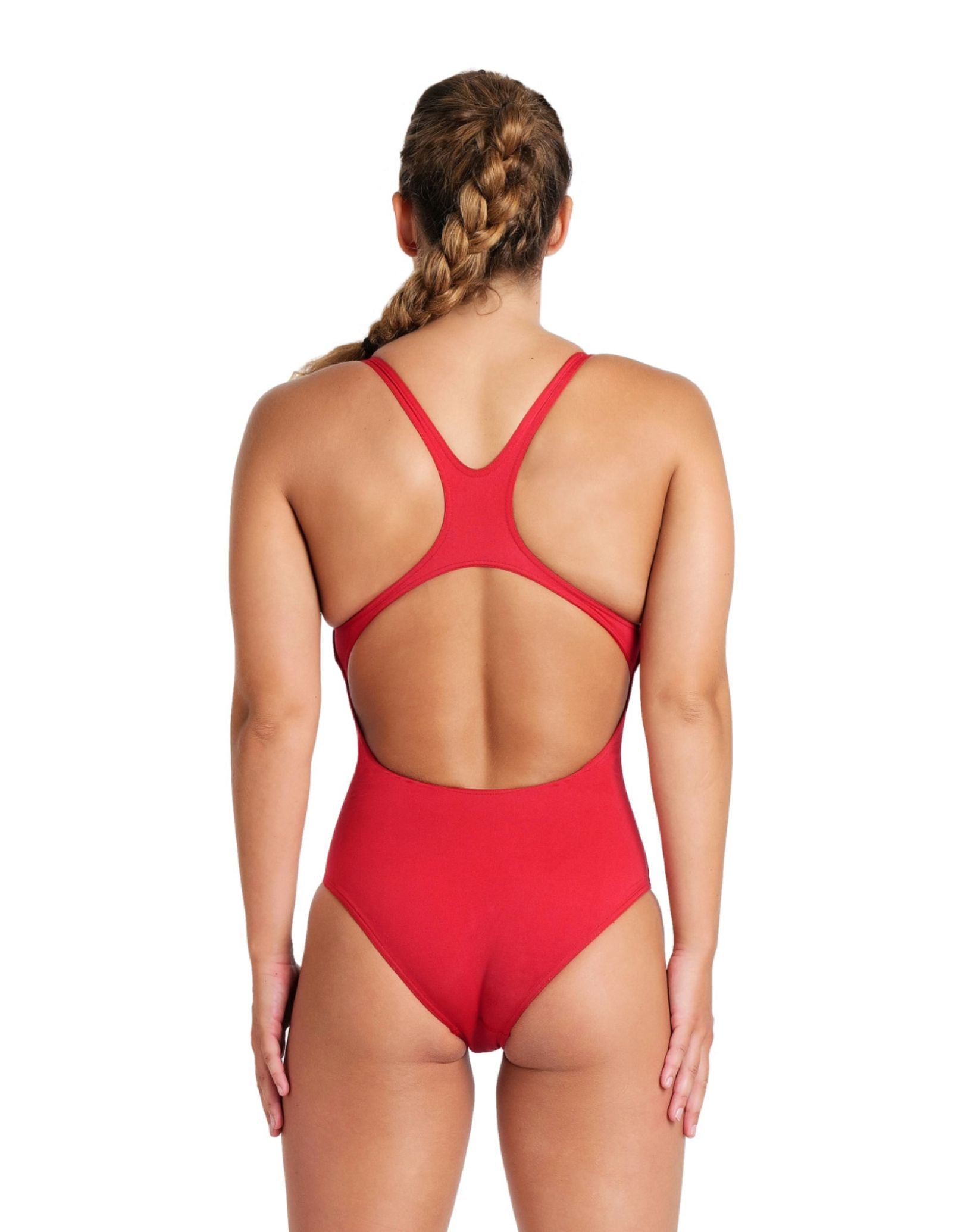 Team Swim Pro Solid Performance Swimsuit for Competitive Swimming - Red/White - Ideal for Swim Training, Lap Swimming & Water Aerobics