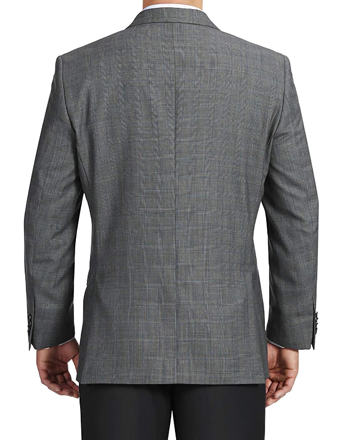 100% Wool Glen Plaid Pattern Regular Fit 2 Button Blazer in Gray - Classic Business & Formal Wear for Office, Interviews & Special Occasions