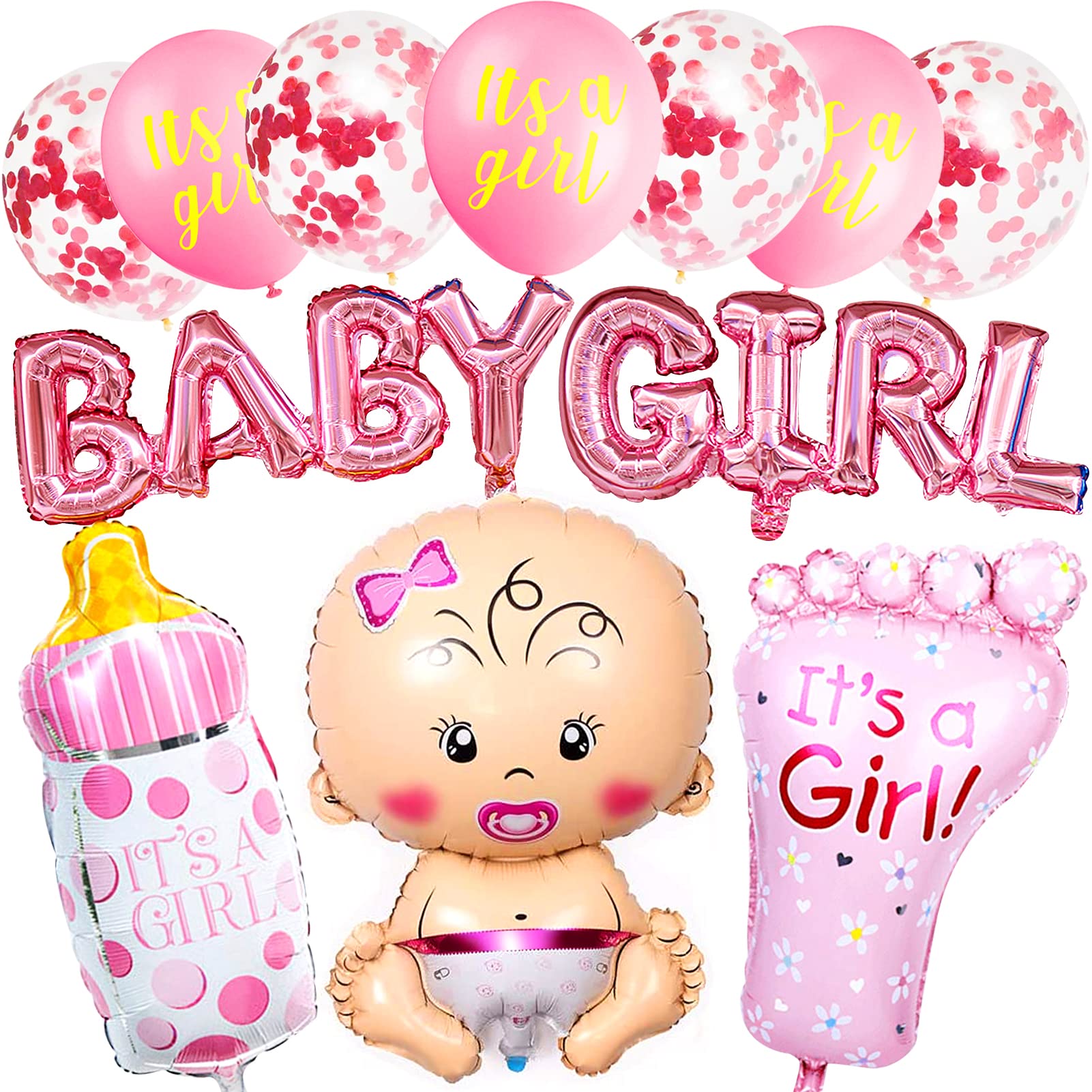 Baby Shower Decorations Set - Girl Shower Banners, Balloons, Party Supplies for Newborn Celebration - Perfect for Baby Shower, Gender Reveal & Birthday Party Decor