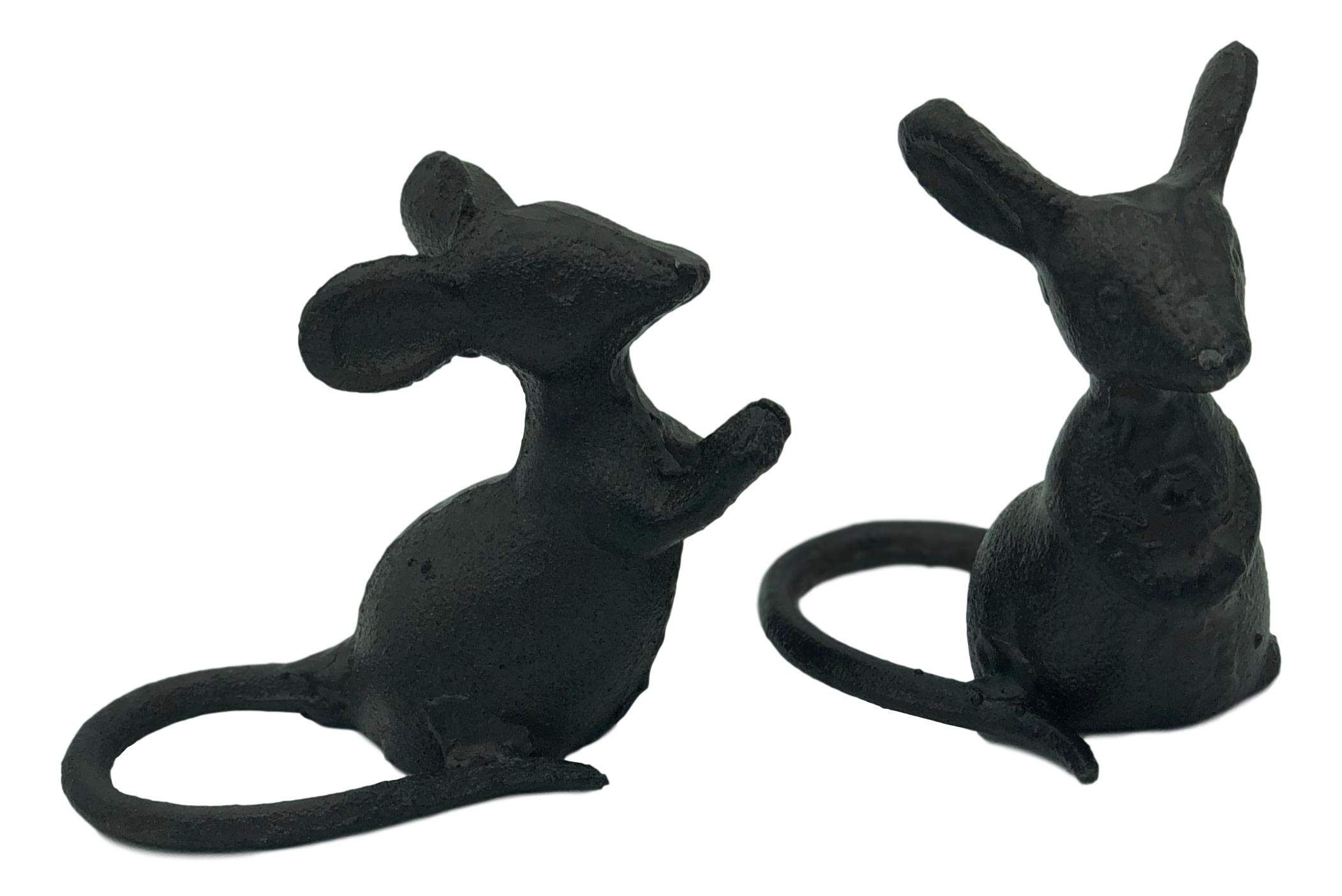 Vintage Park Hill Collection Cast Iron Mice Figurines - Set of 2 | Rustic Home Decor for Bookshelf, Mantel or Garden | Unique Collectible Gift for Animal Lovers