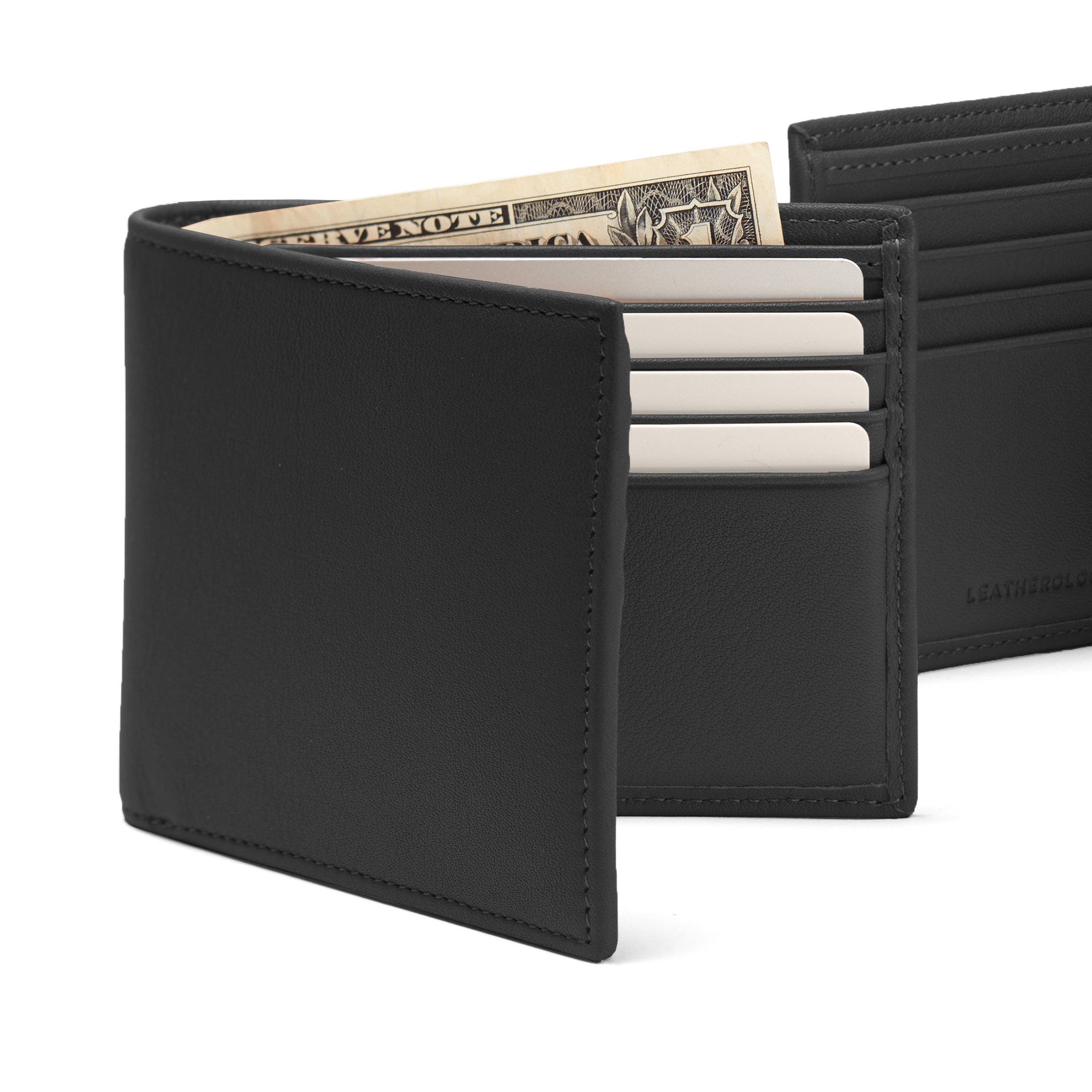 Premium Bifold Wallet for Men - Genuine Leather RFID Blocking Slim Minimalist Design with Black Onyx Finish | Perfect for Everyday Carry, Travel & Business Use