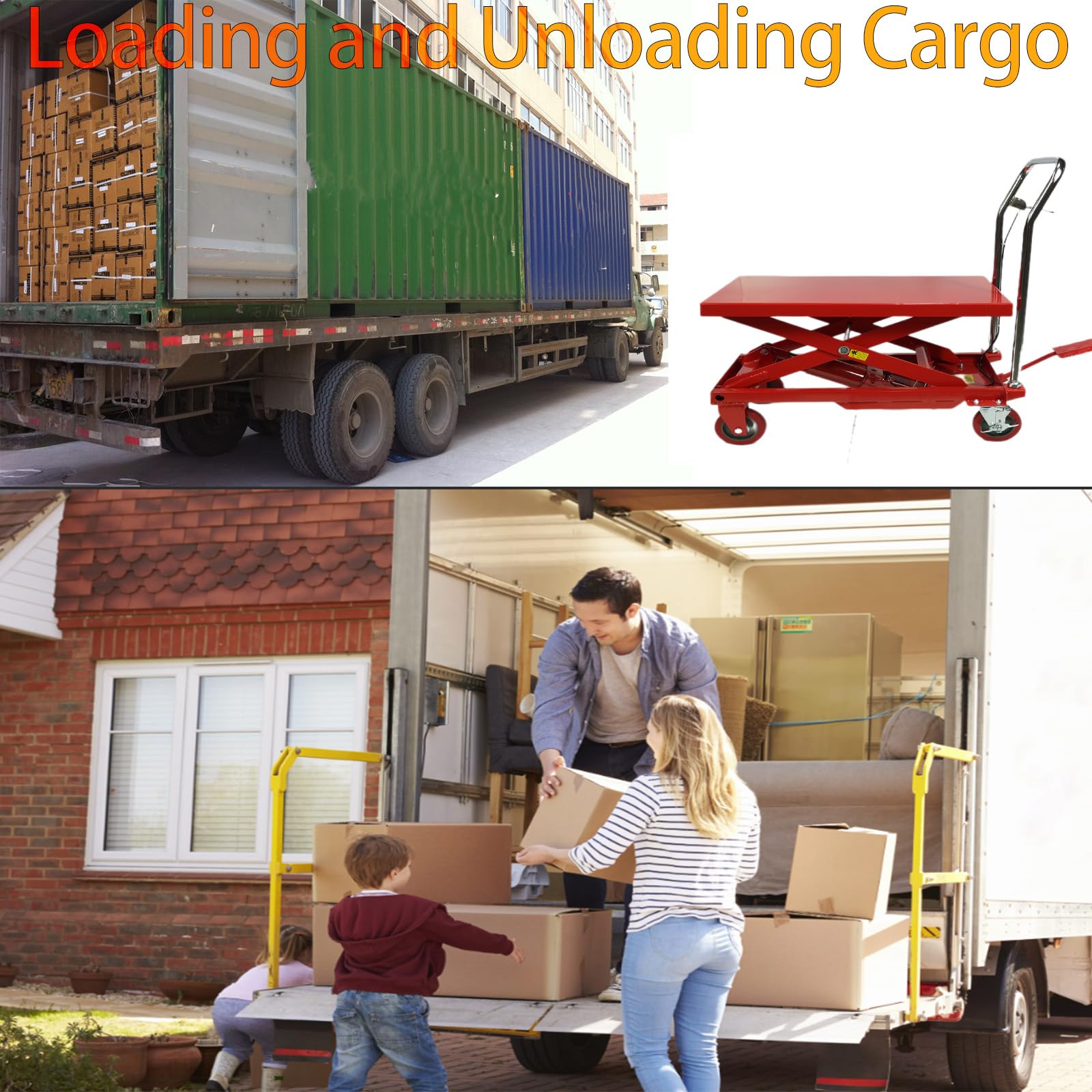 Heavy Duty Hydraulic Lift Table Cart 660LBS Capacity - Double Scissor Lift Table with 30.8