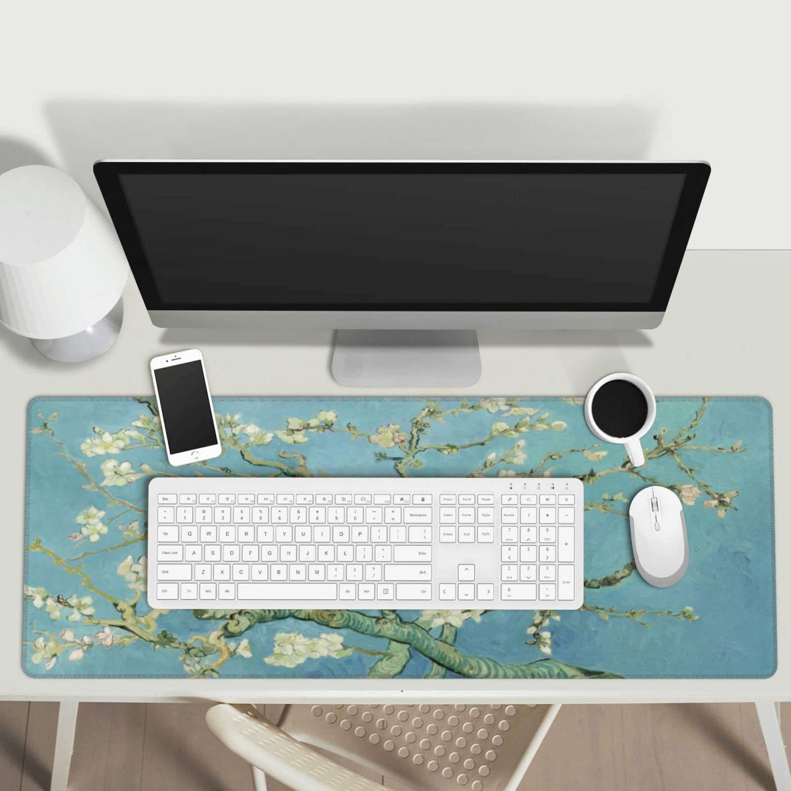 Van Gogh Almond Blossom Gaming Mouse Pad - Non-Slip XL Large Mousepad with Stitched Edges & Rubber Base - Desk Mat for PC, Laptop, Computer - Perfect for Office Work, Gaming & Home Decor