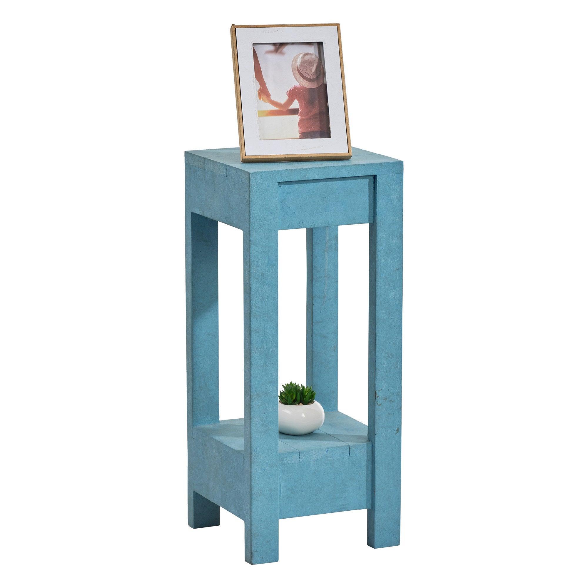 Modern Blue Rectangle Wood Side Table - Nightstand, End Table for Living Room, Bedroom & Office - Stylish & Functional Home Decor