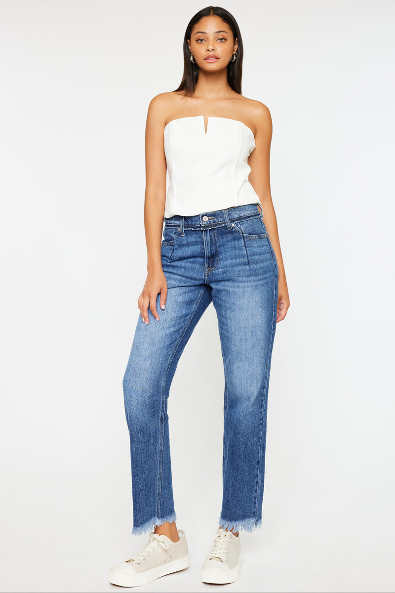 Angelina High Rise Slim Straight Leg Jeans for Women - Stretchy Denim Pants, Comfortable & Flattering Fit - Perfect for Casual Wear, Office & Date Night