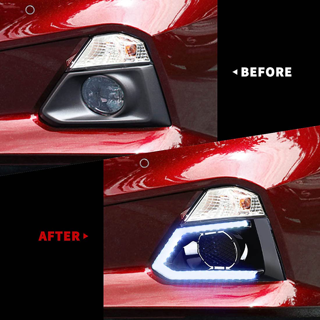 2019-2020-2021 Nissan Altima LED Daytime Running Lights with Dual Color Fog Lights, Turn Signal & Bezel - DRL Replacement for Enhanced Visibility & Safety (Perfect for Night Driving & Bad Weather Conditions)