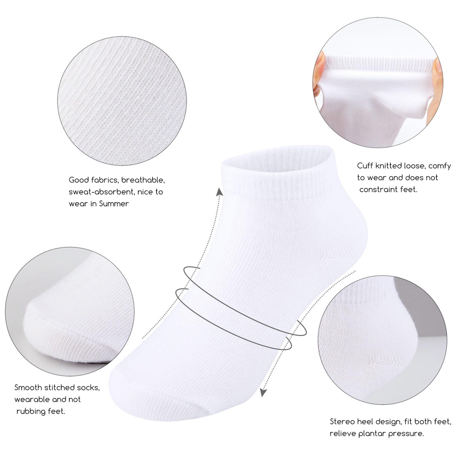 BOOPH 15 Pairs Kids Athletic Socks for Boys & Girls - Half Cushion Low Cut Ankle Socks - Breathable & Comfortable for School, Sports & Daily Wear