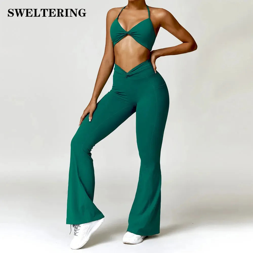 Premium 2-Piece Women's Yoga Set - High Waist Shorts & Sport Bra Workout Outfits | Tracksuit & Leggings for Gym, Fitness & Yoga | Perfect for Home Exercise, Studio Classes & Active Lifestyle