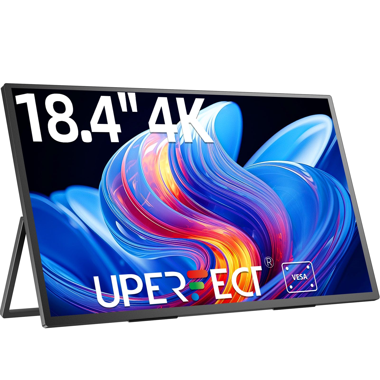 UPERFECT 18.4 Inch 4K Ultra HD Portable Monitor - 3840x2160 HDR IPS Screen, 100% sRGB, Aluminum Case with Mini HDMI & Type-C Ports, VESA Mountable - Second Display for Laptop, PC, Gaming (PS5/Xbox), Mobile Work & Entertainment