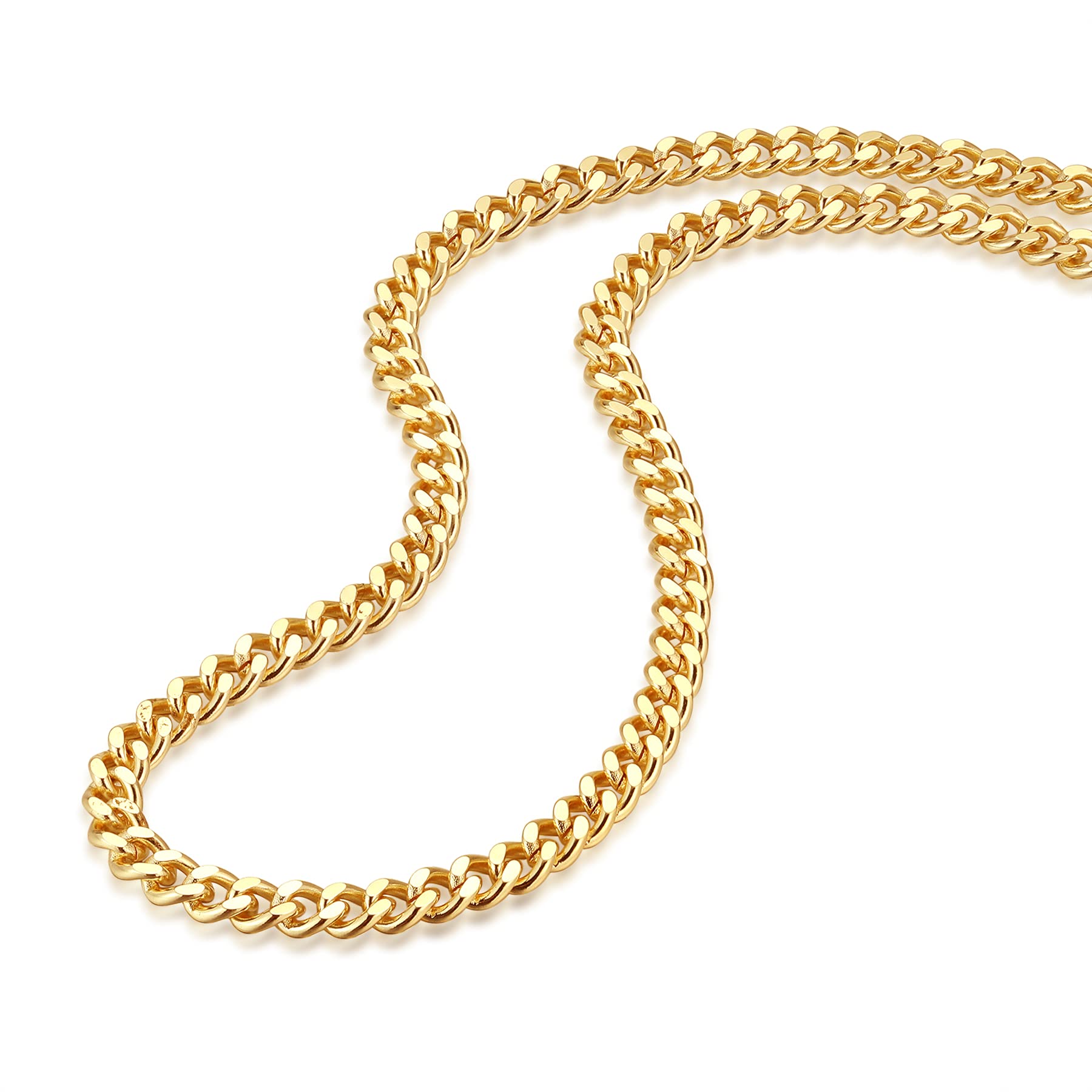Vescence Women's 18K Gold Plated Cuban Link Necklace & Bracelet Set - Thick Flat Curb Chain Layered Necklace for Women - Hypoallergenic Jewelry Gift for Her - Perfect for Parties, Date Nights & Special Occasions