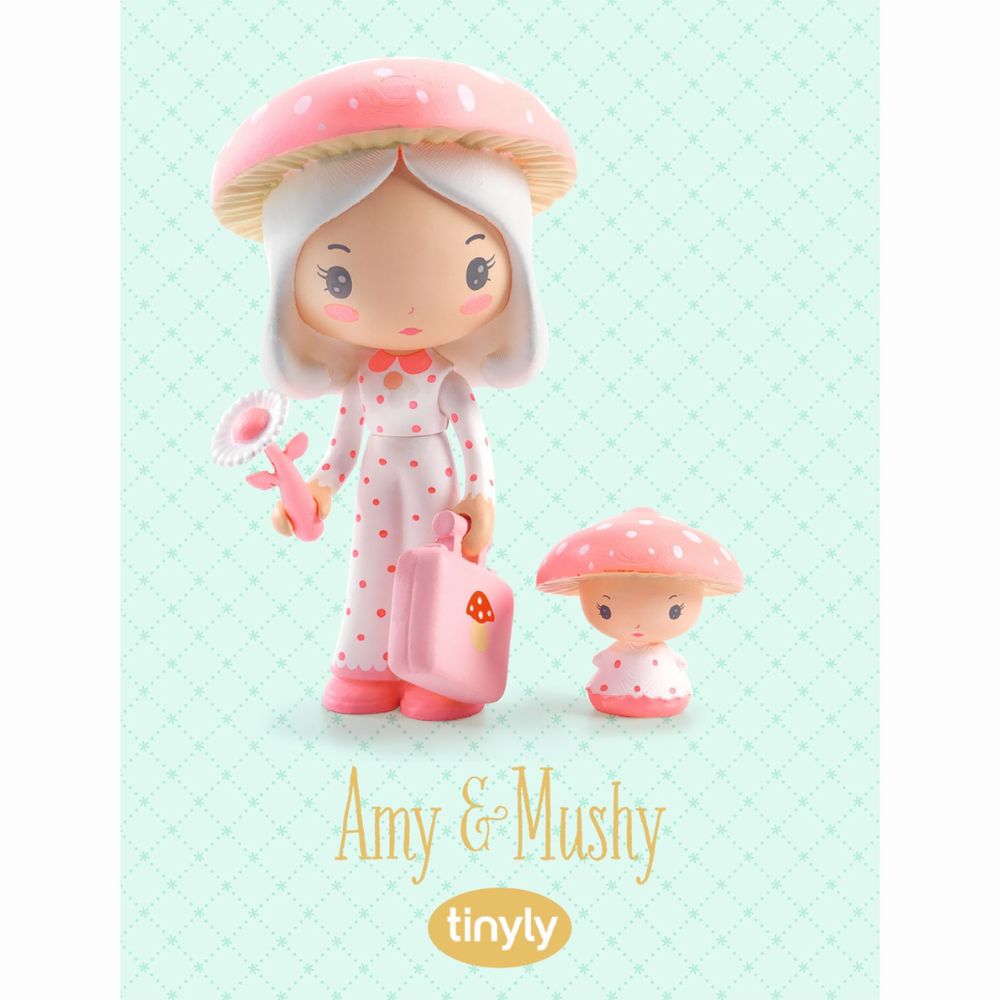 Djeco Tinyly Amy & Mushy - Adorable Miniature Figurines for Kids' Playtime, Collectibles & Room Decor | Perfect for Storytelling, Imaginative Play & Gifts