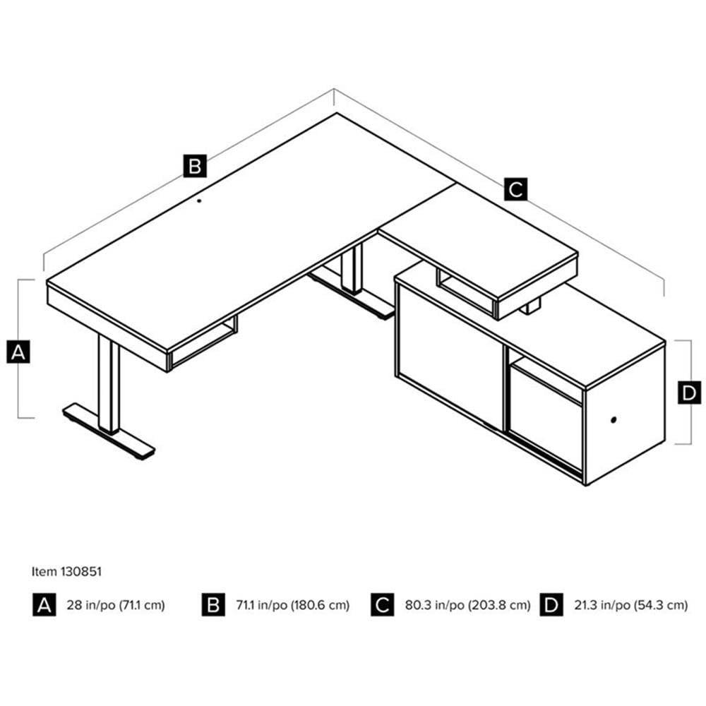 Ergonomic L-Shaped Adjustable Standing Desk with Credenza & Monitor Arms - Home Office Workstation for Remote Work & Gaming Setup