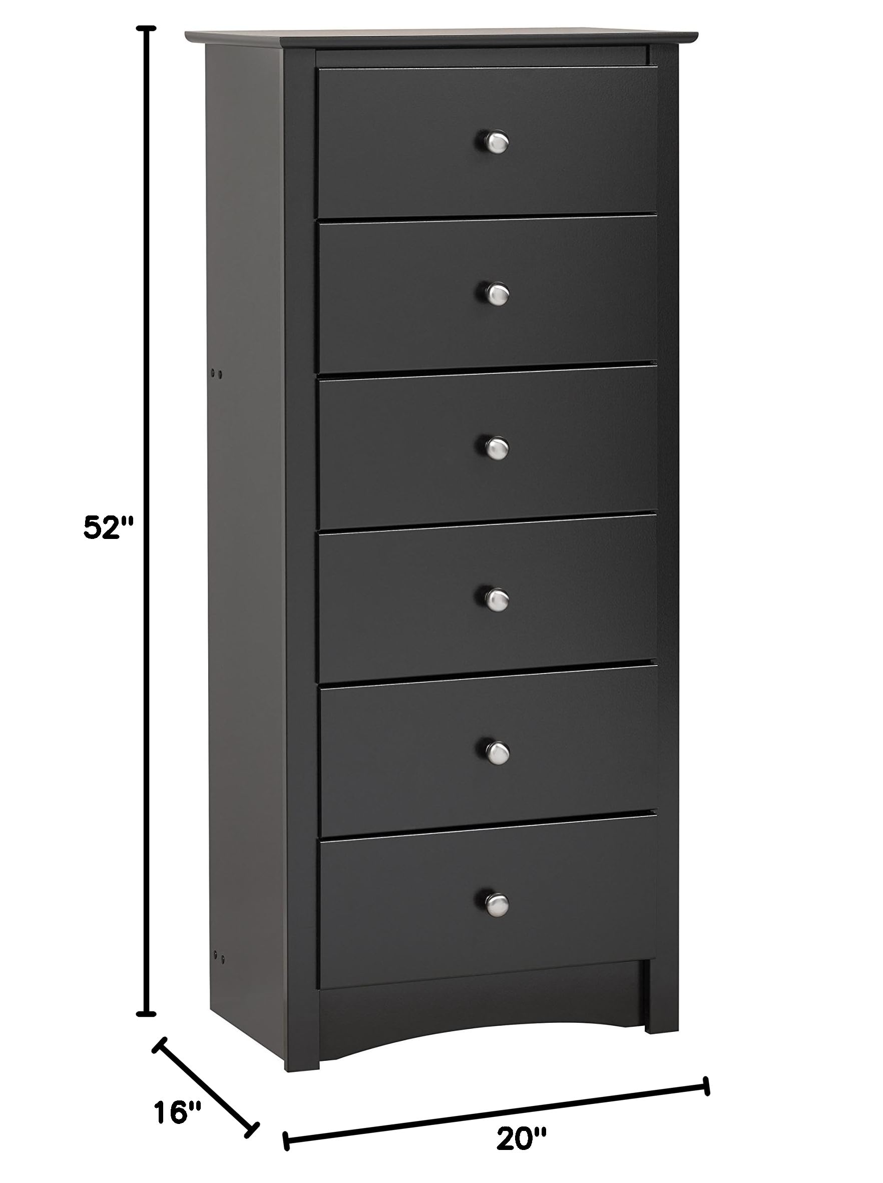 Prepac Sonoma 6-Drawer Kids Dresser & Chest Set - Black - Space-Saving Storage for Bedroom, Nursery, or Playroom