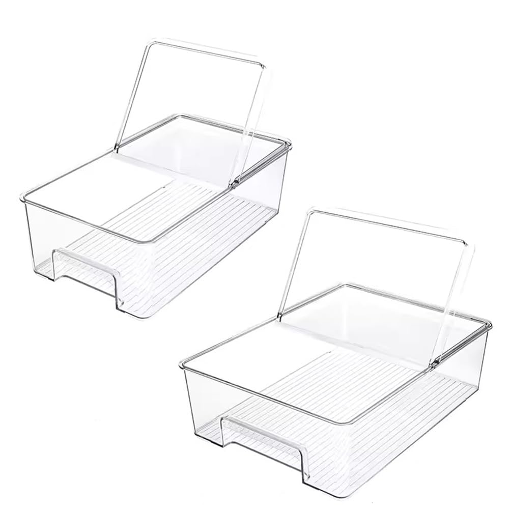 Plastic Food Storage Containers for Fridge & Freezer - Airtight Kitchen Organizer Bins for Fruits, Yogurt, Snacks, Pasta - Set of 2 | Perfect for Meal Prep, Leftovers & Pantry Organization