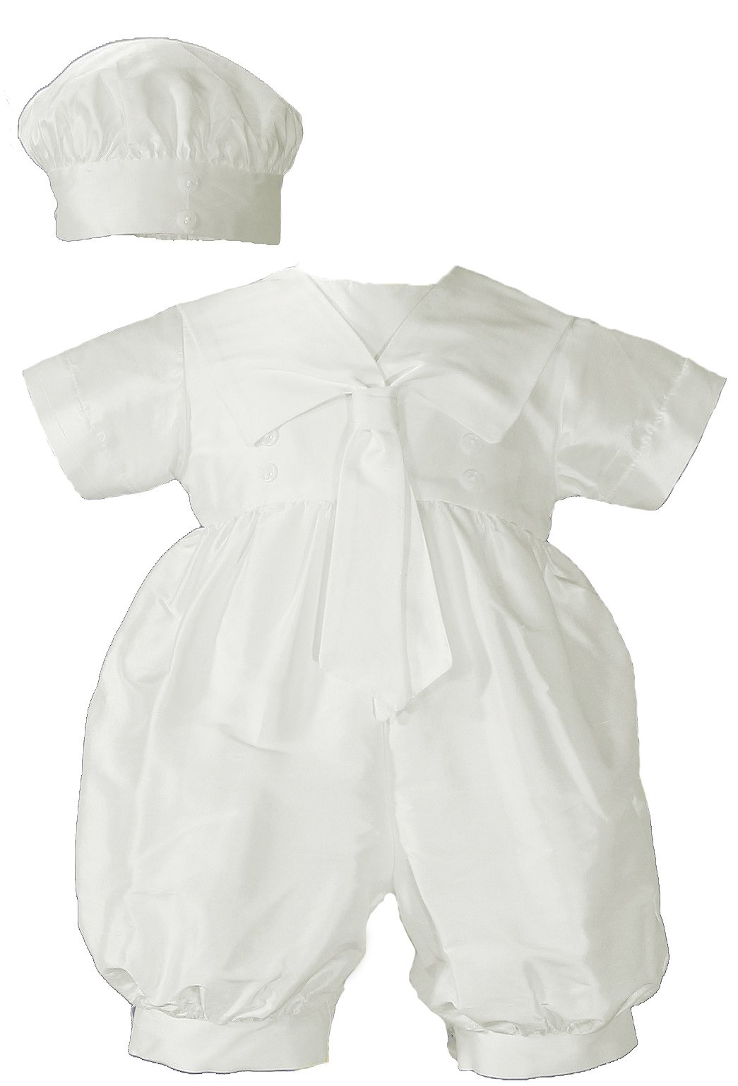 Boys' Dupioni Silk Christening Baptism Outfit - Sailor Collar & Hat Set for Baby Boy's First Communion & Special Occasions