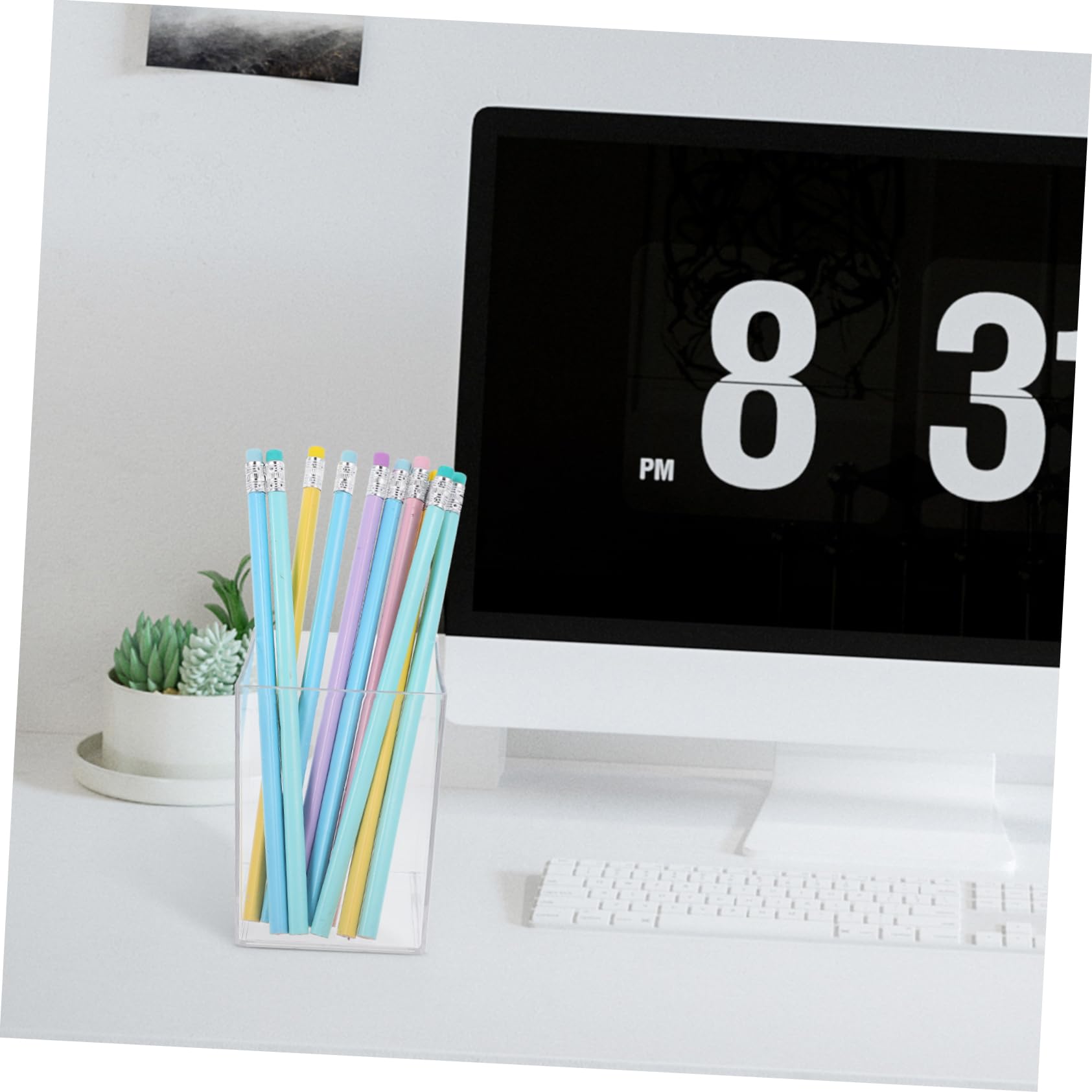 Clear Acrylic Makeup Brush Holder & Desk Organizer - Multifunctional Pen Pencil Cup for Office, Home Vanity, Bathroom Counter | Perfect for Cosmetics, Stationery, Toothbrush Storage