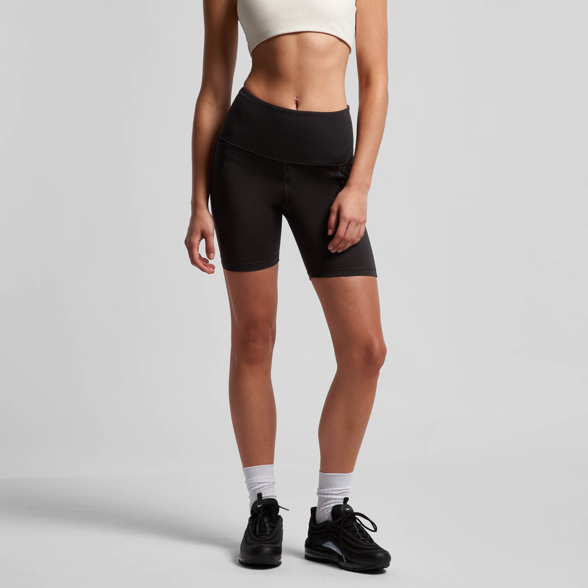AS Colour Active Bike Shorts for Women & Men - High Waist Cycling Shorts, Breathable & Stretchable Workout Shorts for Running, Gym, Yoga - Black